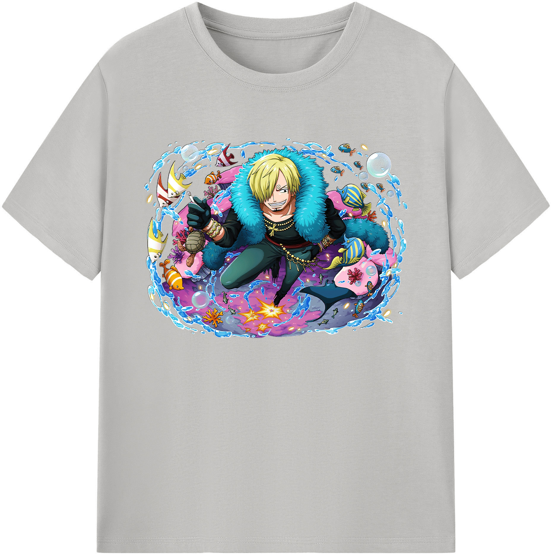 （画像用） ワンピース サンジ ONE PIECE Sanji 綿100％ メンズ半袖Tシャツ｜肌触りやわらか＆通気性