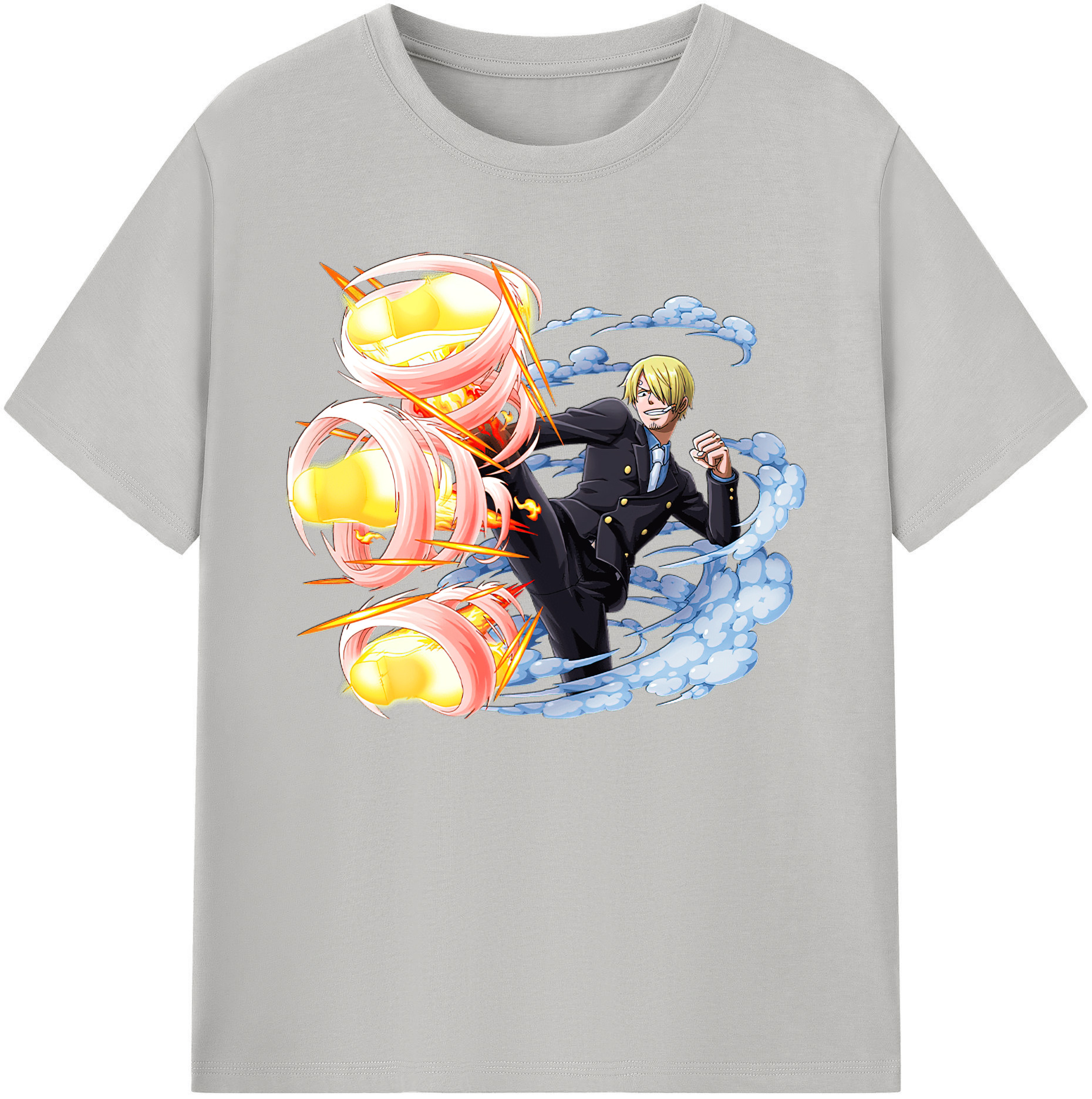 （画像用） ワンピース サンジ ONE PIECE Sanji 綿100％ メンズ半袖Tシャツ｜肌触りやわらか＆通気性