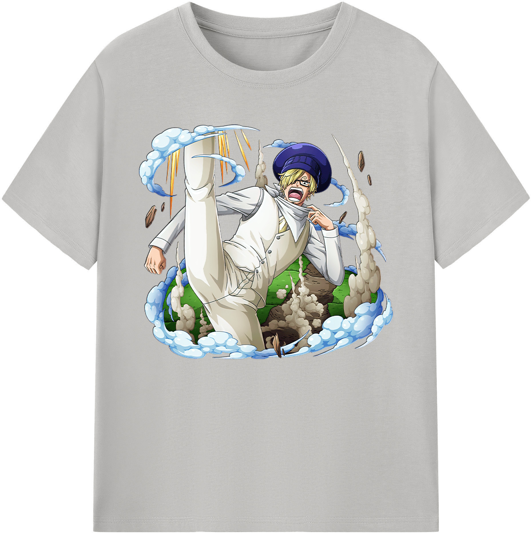 （画像用） ワンピース サンジ ONE PIECE Sanji 綿100％ メンズ半袖Tシャツ｜肌触りやわらか＆通気性