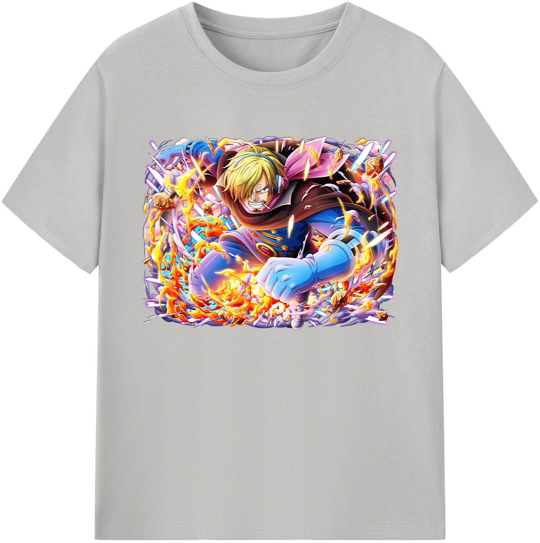 （画像用） ワンピース サンジ ONE PIECE Sanji 綿100％ メンズ半袖Tシャツ｜肌触りやわらか＆通気性