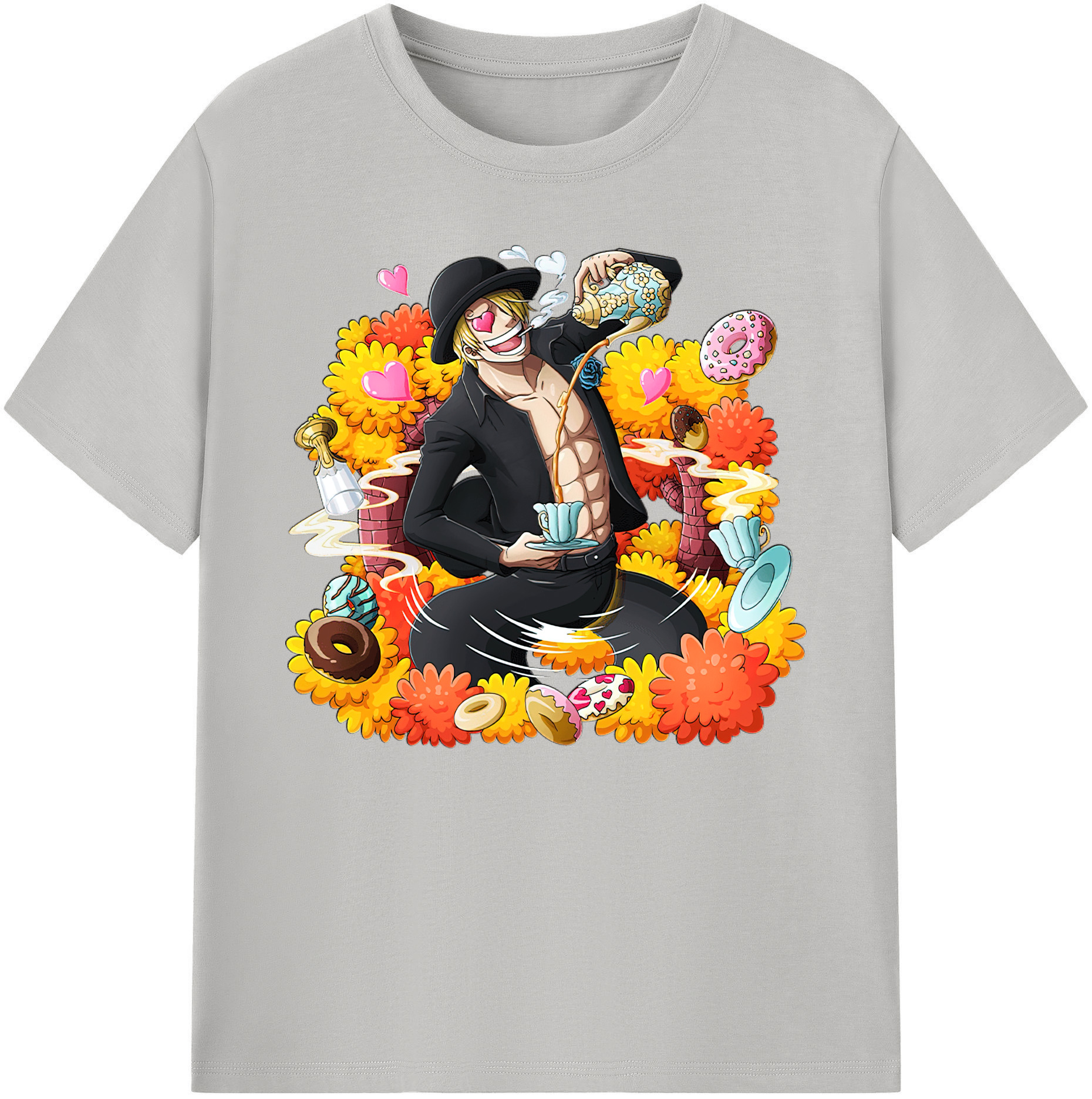 （画像用） ワンピース サンジ ONE PIECE Sanji 綿100％ メンズ半袖Tシャツ｜肌触りやわらか＆通気性