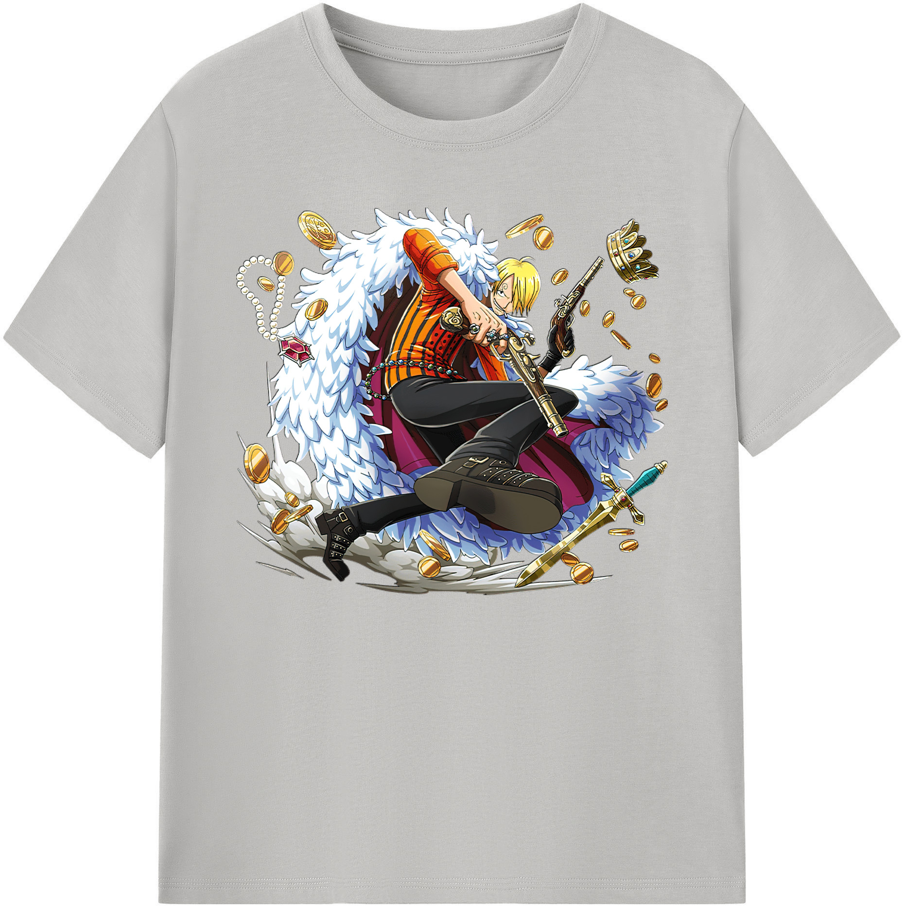 （画像用） ワンピース サンジ ONE PIECE Sanji 綿100％ メンズ半袖Tシャツ｜肌触りやわらか＆通気性