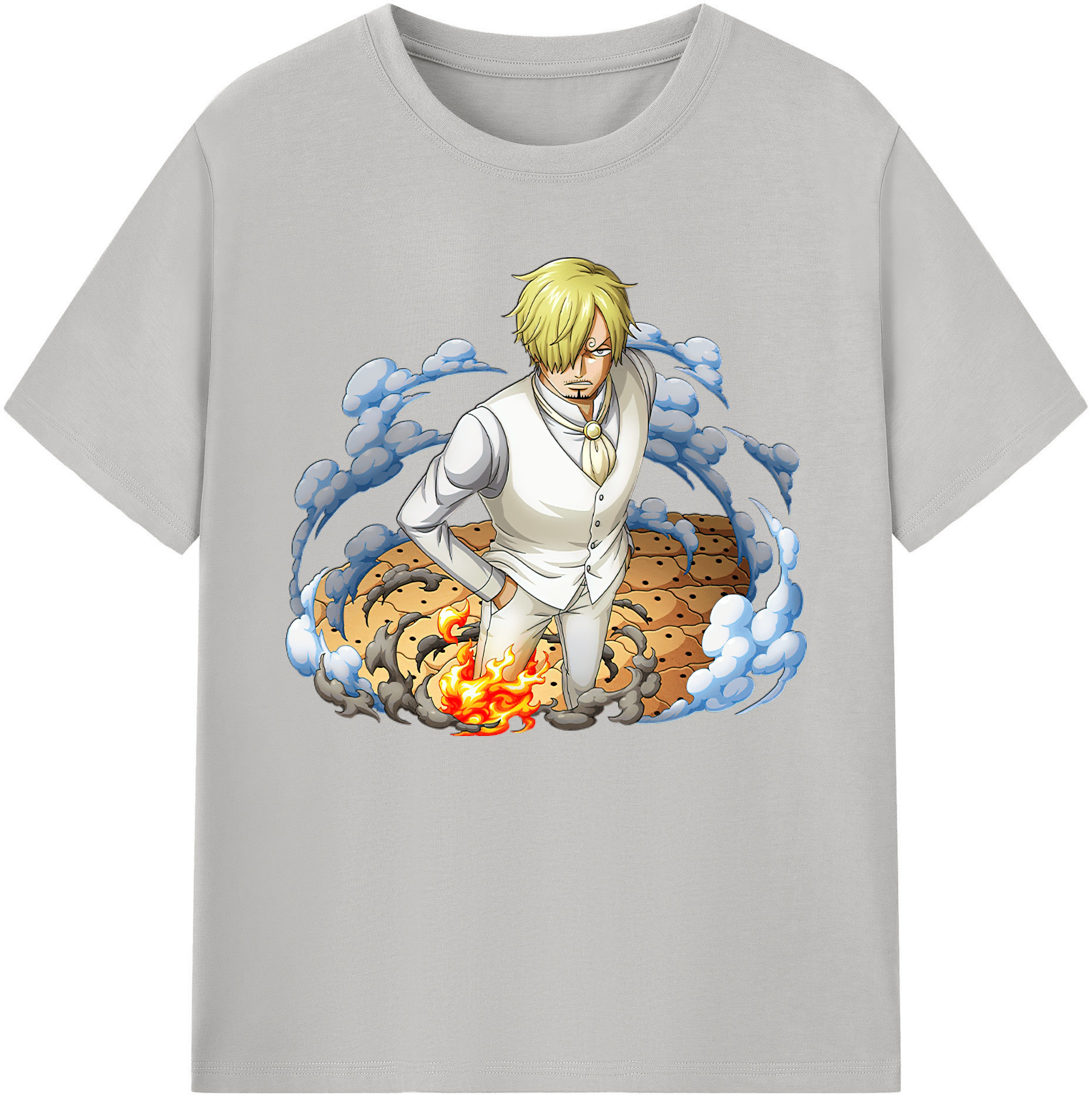（画像用） ワンピース サンジ ONE PIECE Sanji 綿100％ メンズ半袖Tシャツ｜肌触りやわらか＆通気性