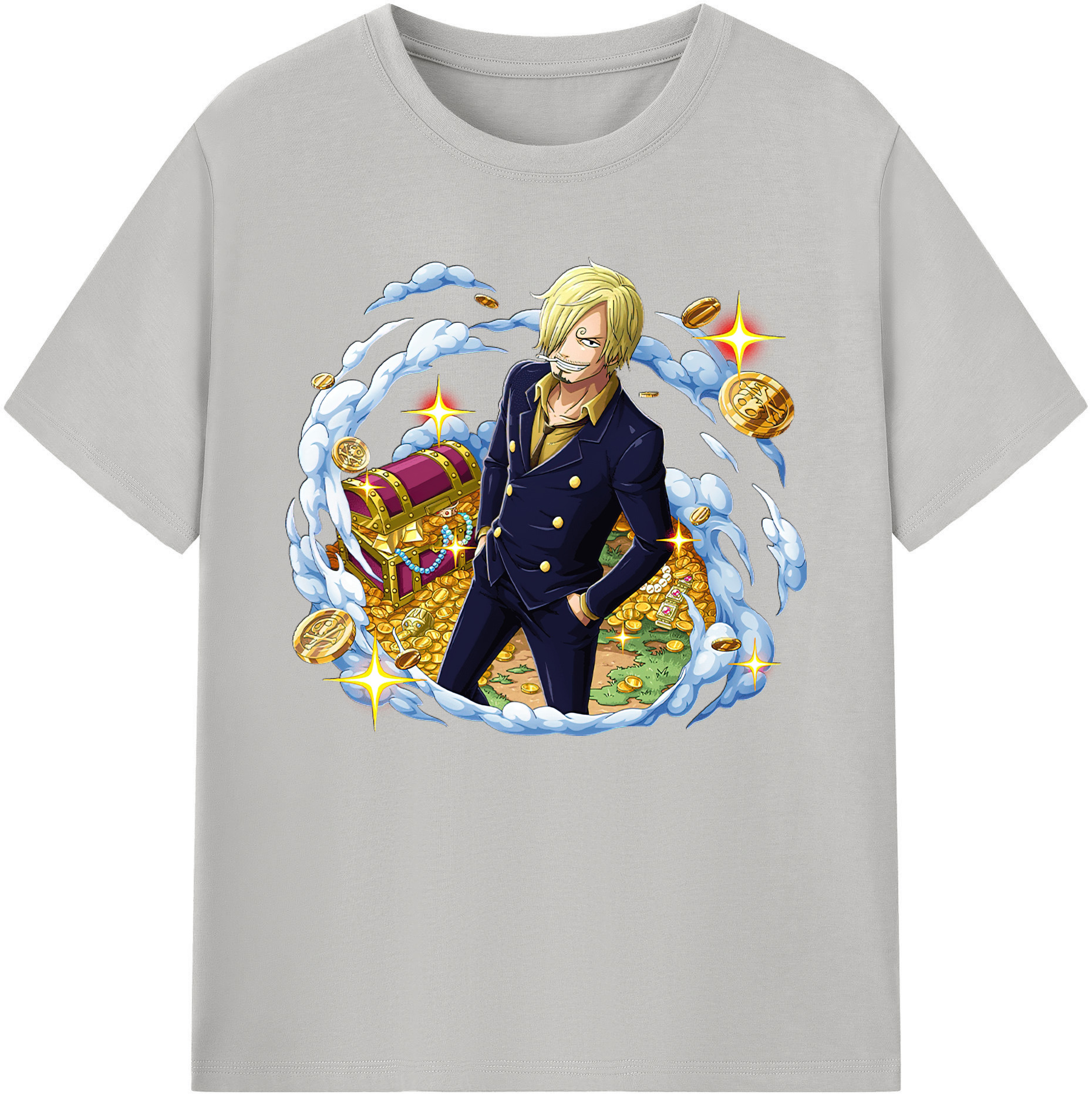 （画像用） ワンピース サンジ ONE PIECE Sanji 綿100％ メンズ半袖Tシャツ｜肌触りやわらか＆通気性