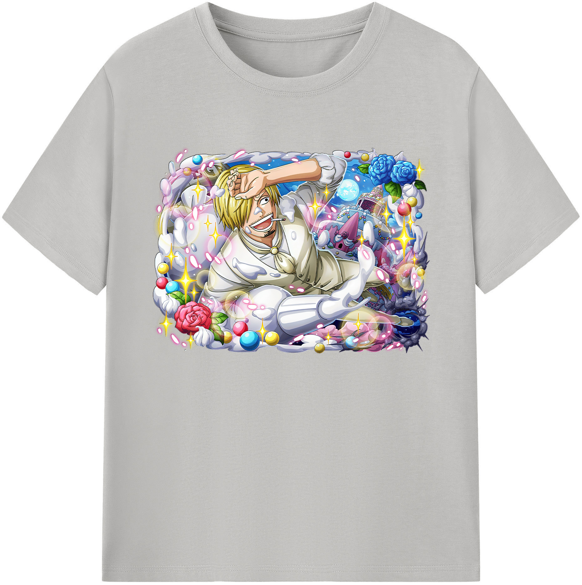 （画像用） ワンピース サンジ ONE PIECE Sanji 綿100％ メンズ半袖Tシャツ｜肌触りやわらか＆通気性