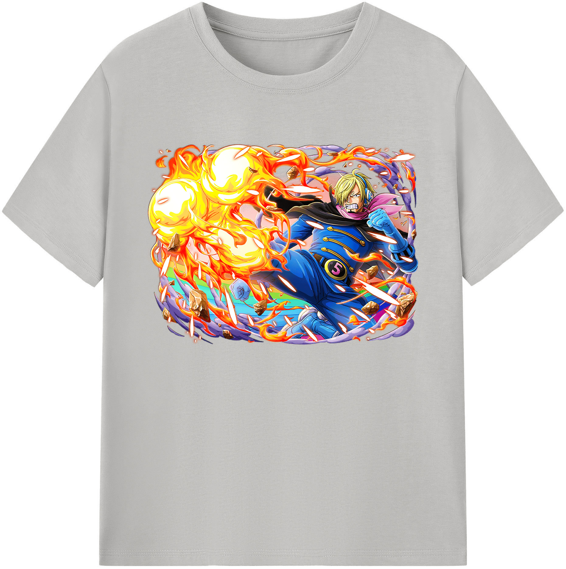 （画像用） ワンピース サンジ ONE PIECE Sanji 綿100％ メンズ半袖Tシャツ｜肌触りやわらか＆通気性