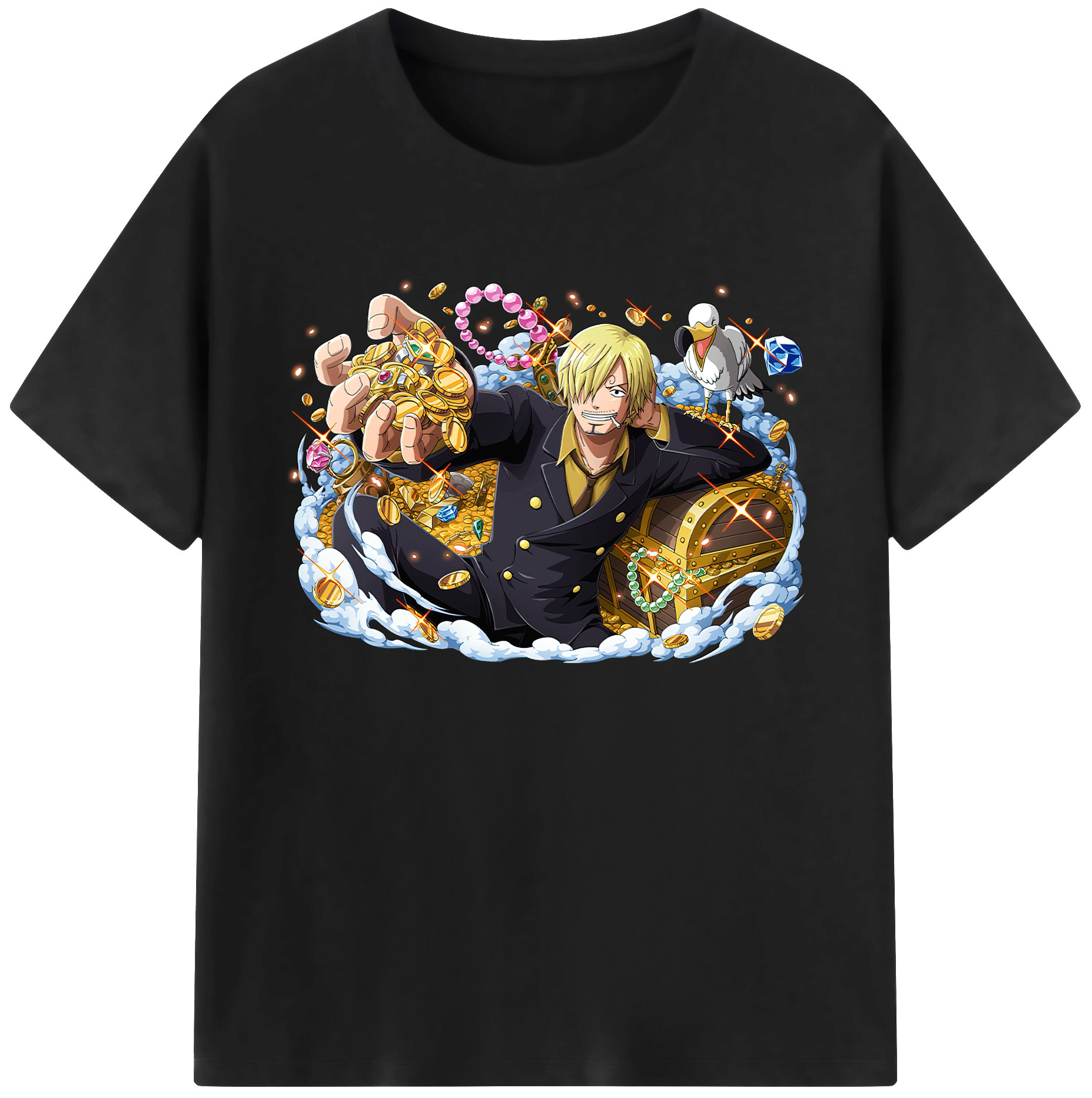 （画像用） ワンピース サンジ ONE PIECE Sanji 綿100％ メンズ半袖Tシャツ｜肌触りやわらか＆通気性
