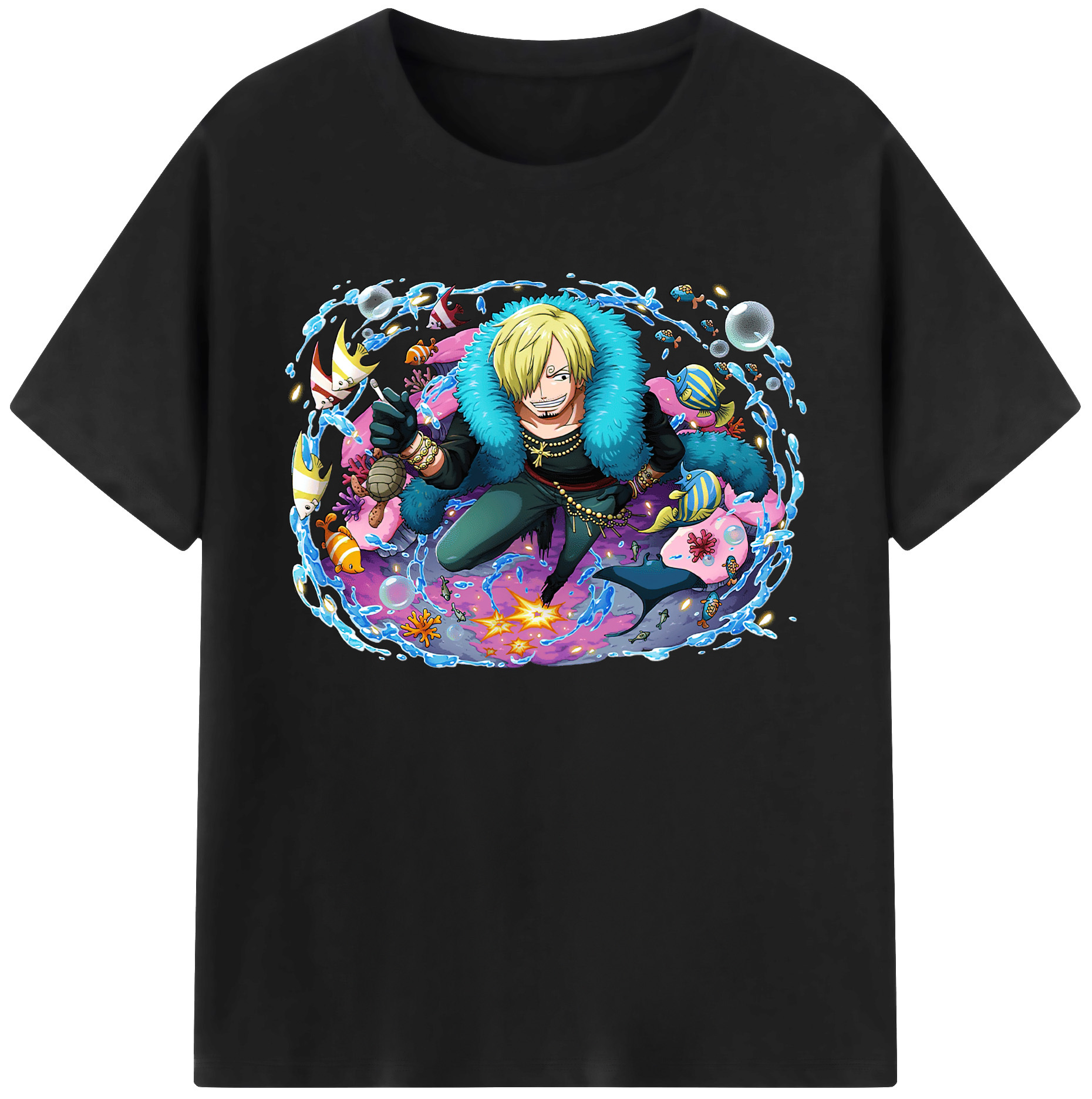 （画像用） ワンピース サンジ ONE PIECE Sanji 綿100％ メンズ半袖Tシャツ｜肌触りやわらか＆通気性