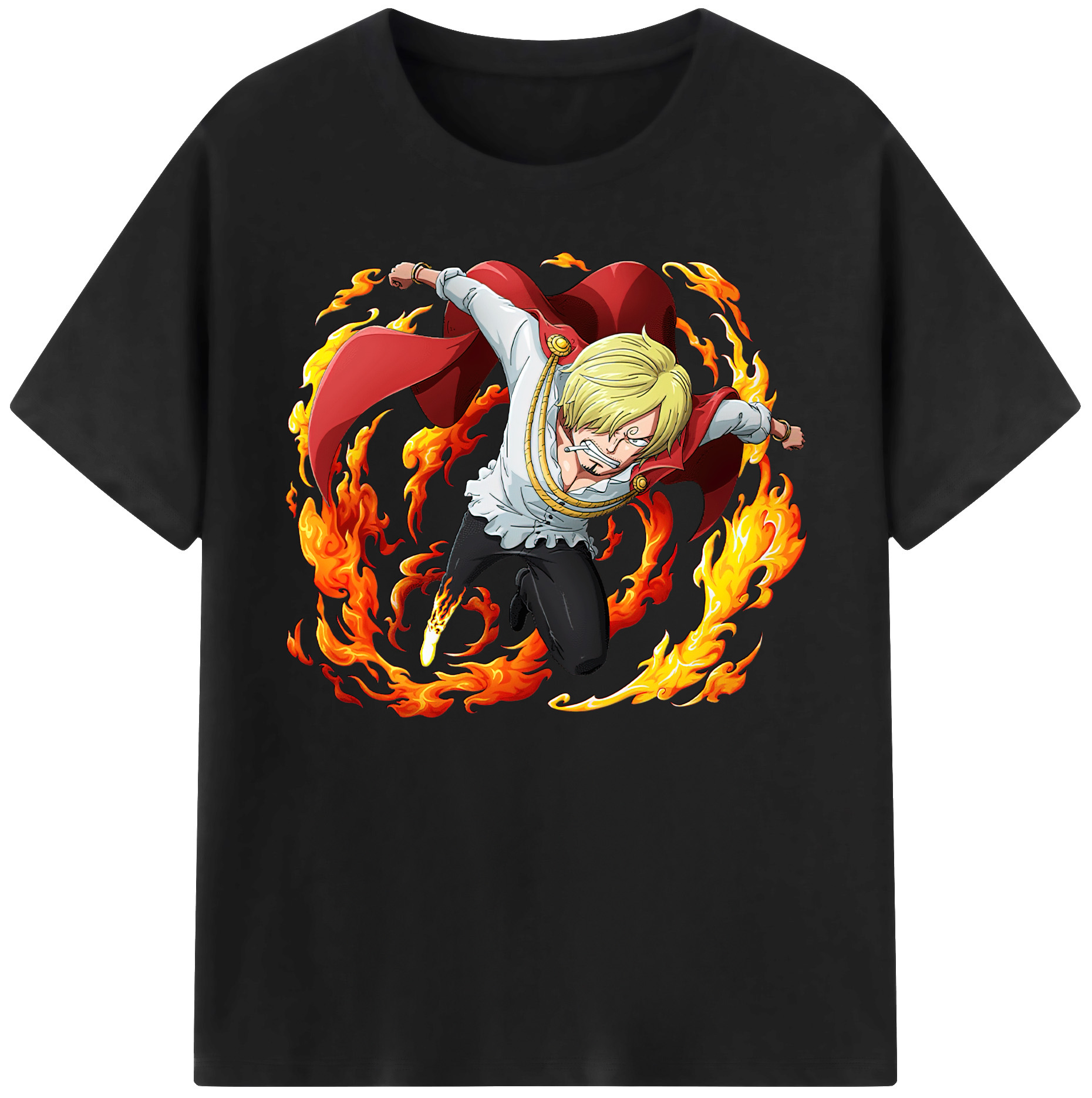 （画像用） ワンピース サンジ ONE PIECE Sanji 綿100％ メンズ半袖Tシャツ｜肌触りやわらか＆通気性