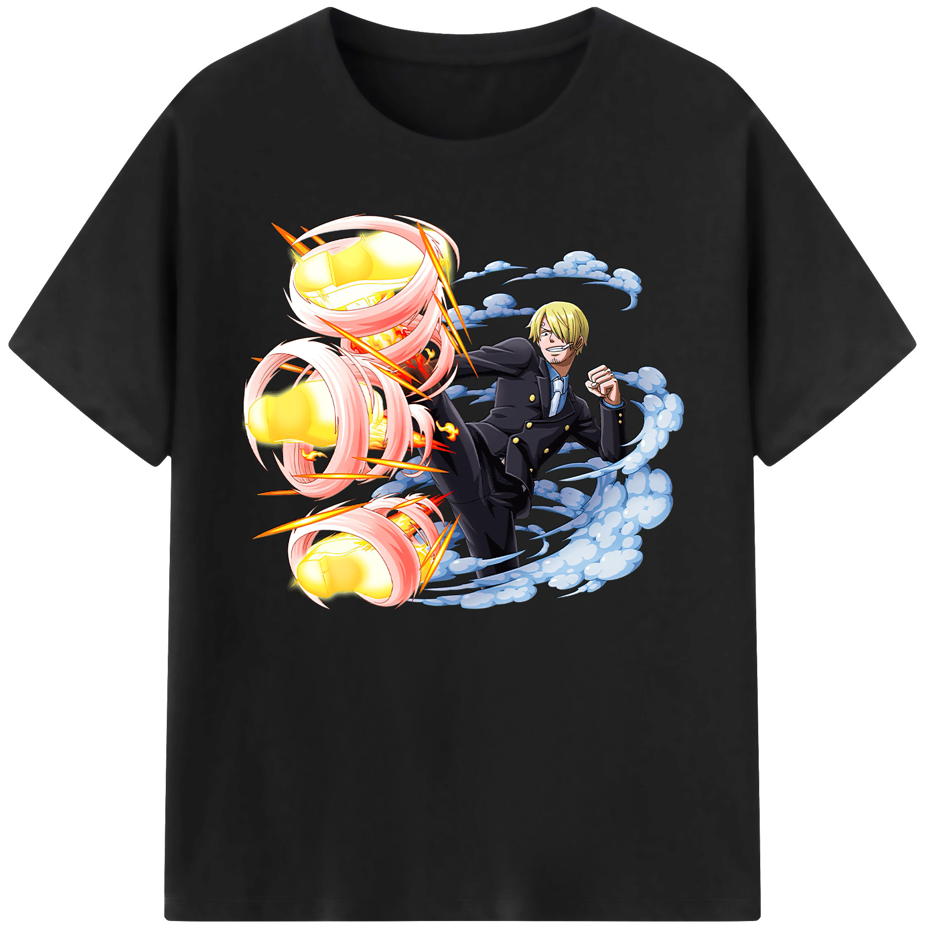 （画像用） ワンピース サンジ ONE PIECE Sanji 綿100％ メンズ半袖Tシャツ｜肌触りやわらか＆通気性