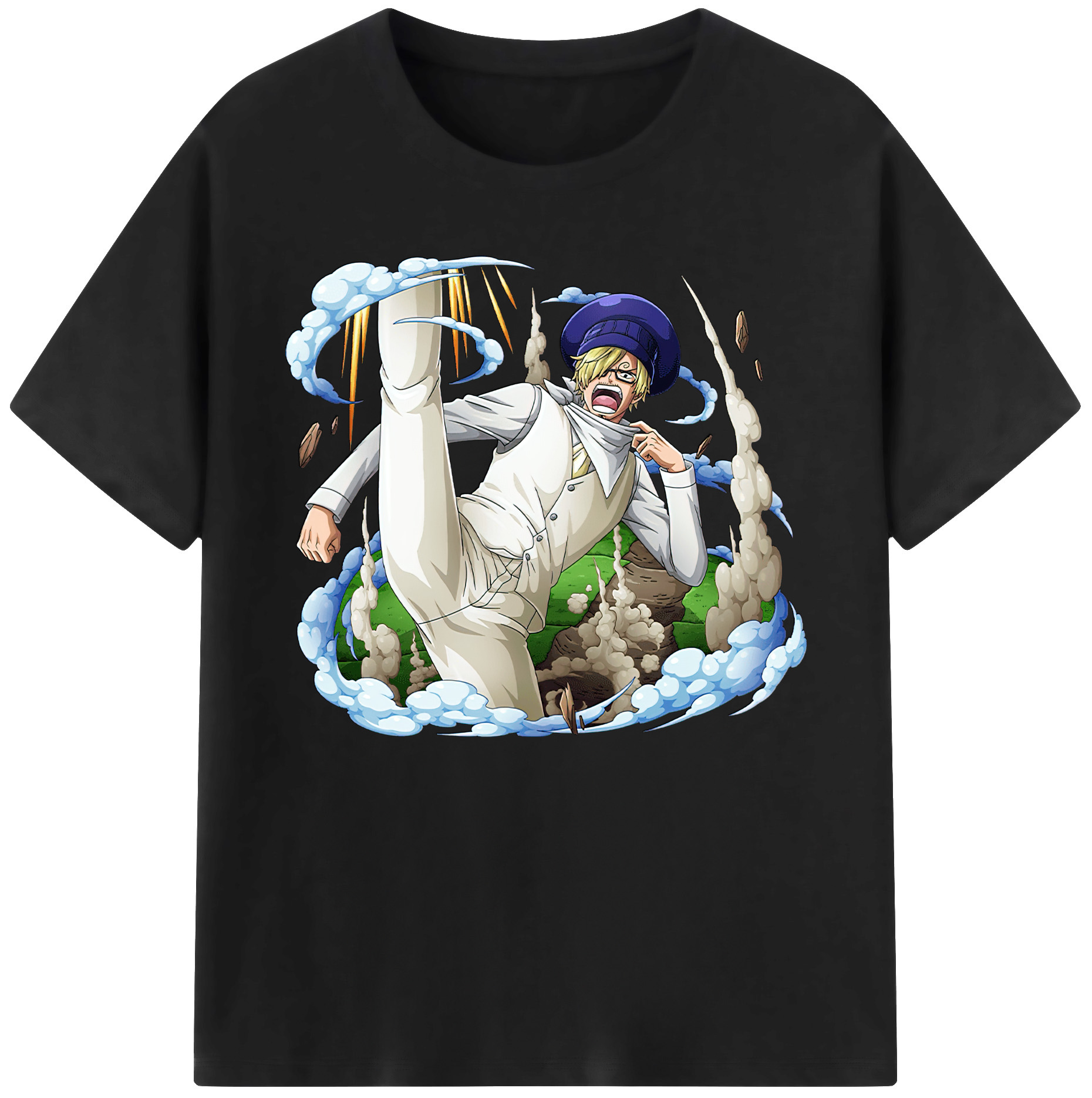 （画像用） ワンピース サンジ ONE PIECE Sanji 綿100％ メンズ半袖Tシャツ｜肌触りやわらか＆通気性