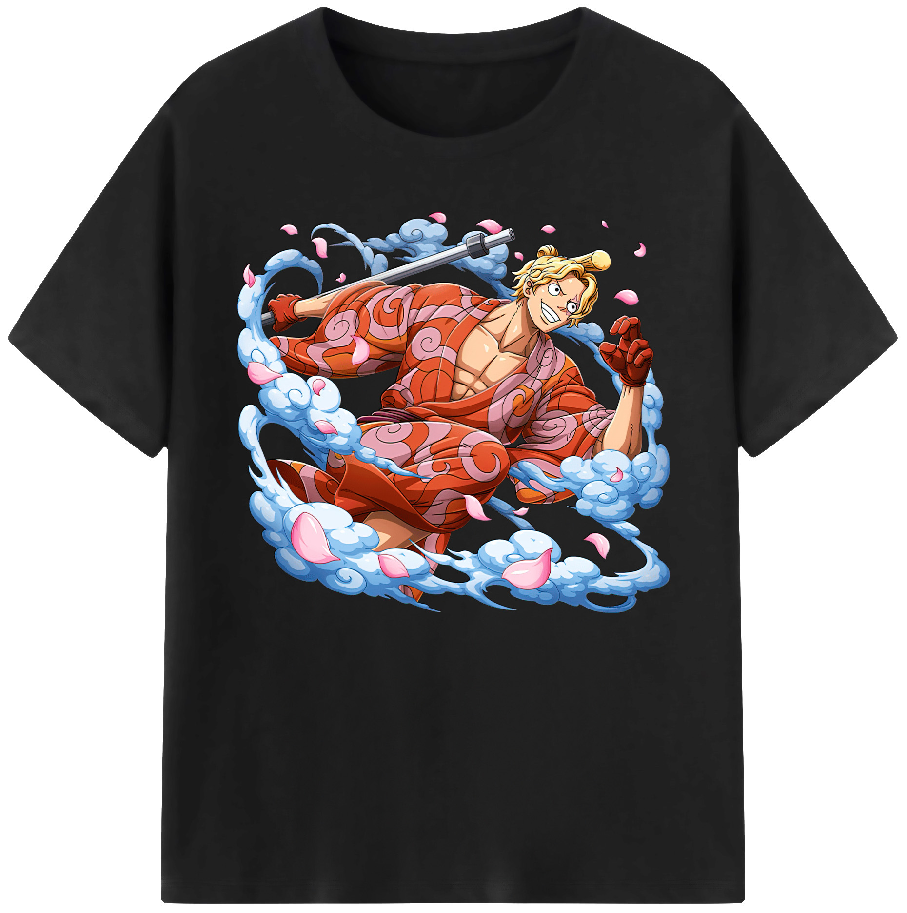 （画像用） ワンピース サンジ ONE PIECE Sanji 綿100％ メンズ半袖Tシャツ｜肌触りやわらか＆通気性