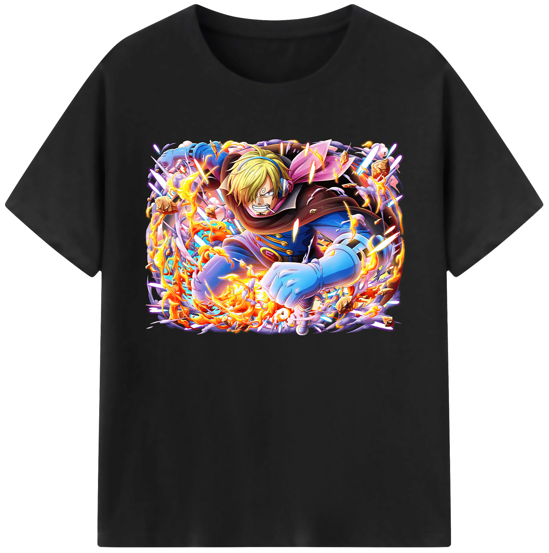 （画像用） ワンピース サンジ ONE PIECE Sanji 綿100％ メンズ半袖Tシャツ｜肌触りやわらか＆通気性