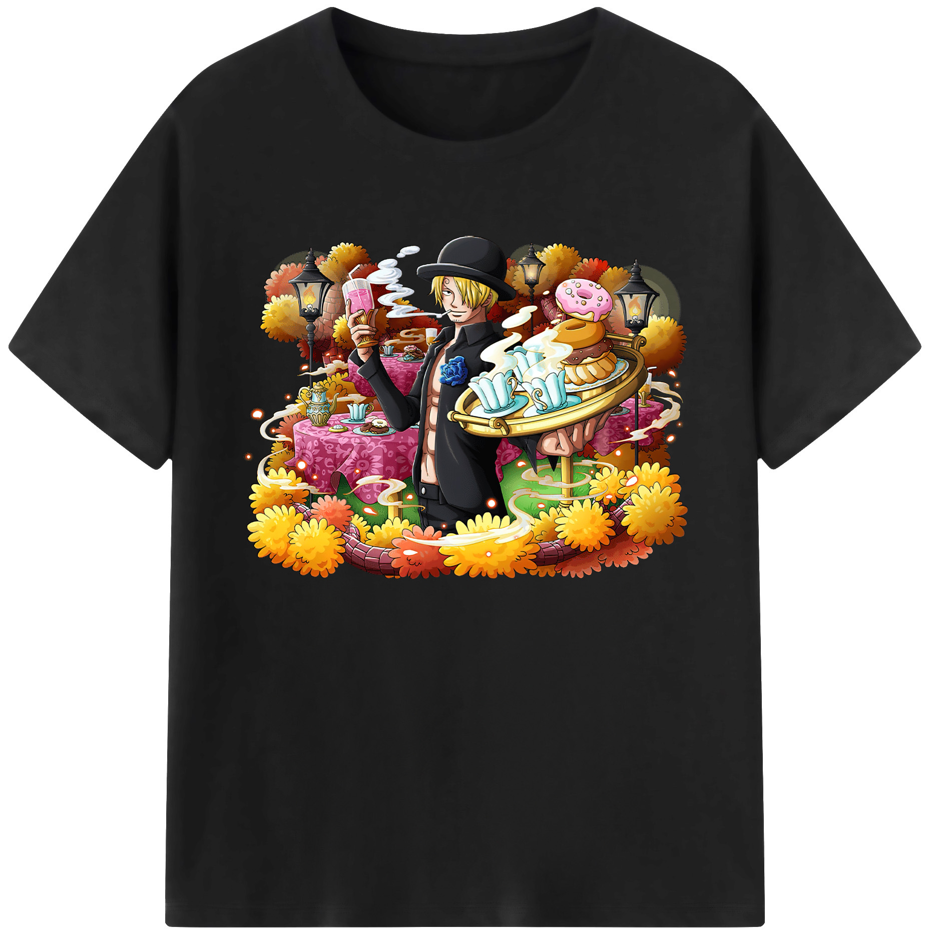 （画像用） ワンピース サンジ ONE PIECE Sanji 綿100％ メンズ半袖Tシャツ｜肌触りやわらか＆通気性