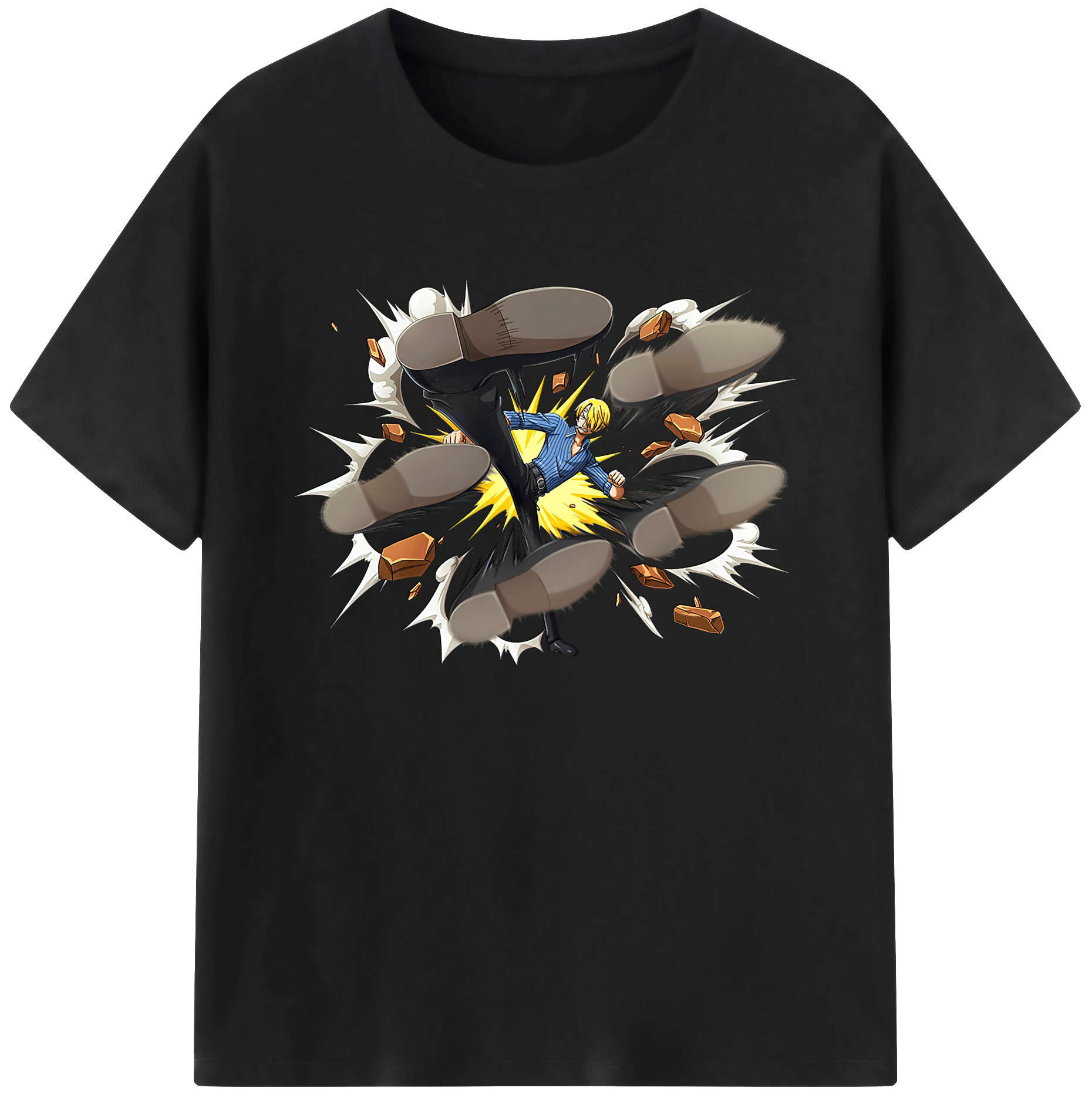 （画像用） ワンピース サンジ ONE PIECE Sanji 綿100％ メンズ半袖Tシャツ｜肌触りやわらか＆通気性