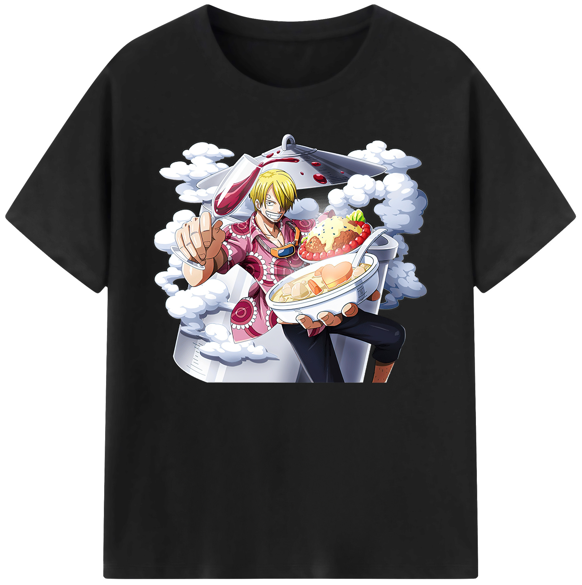 （画像用） ワンピース サンジ ONE PIECE Sanji 綿100％ メンズ半袖Tシャツ｜肌触りやわらか＆通気性