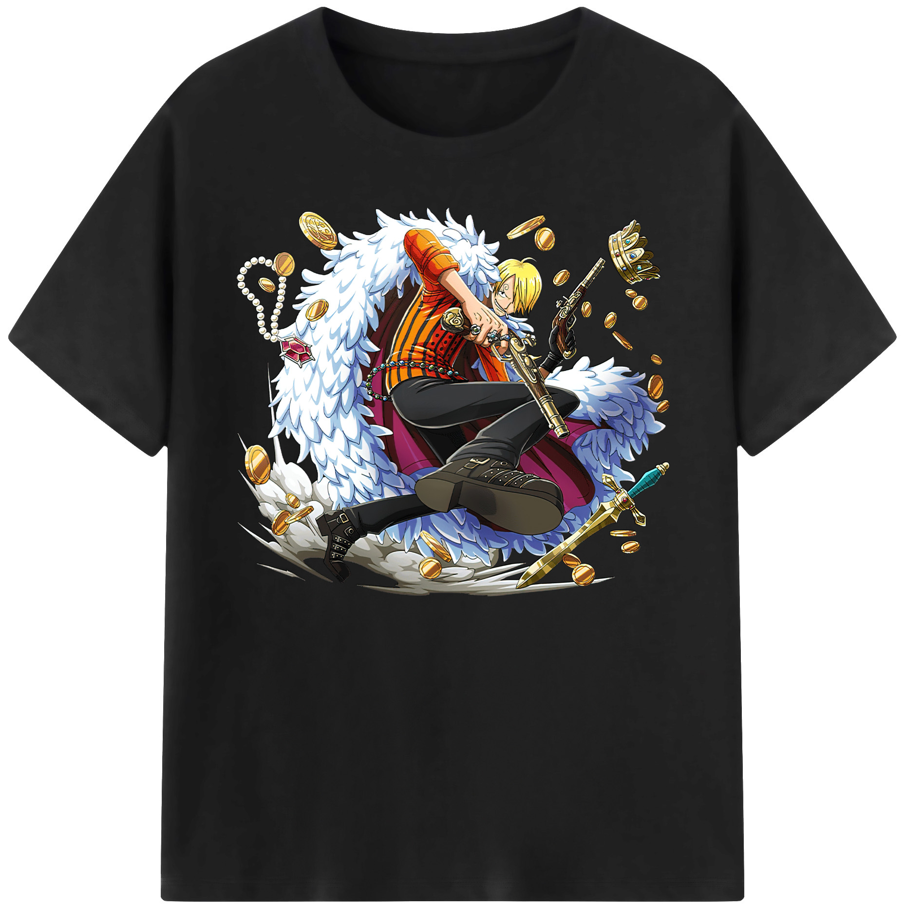 （画像用） ワンピース サンジ ONE PIECE Sanji 綿100％ メンズ半袖Tシャツ｜肌触りやわらか＆通気性