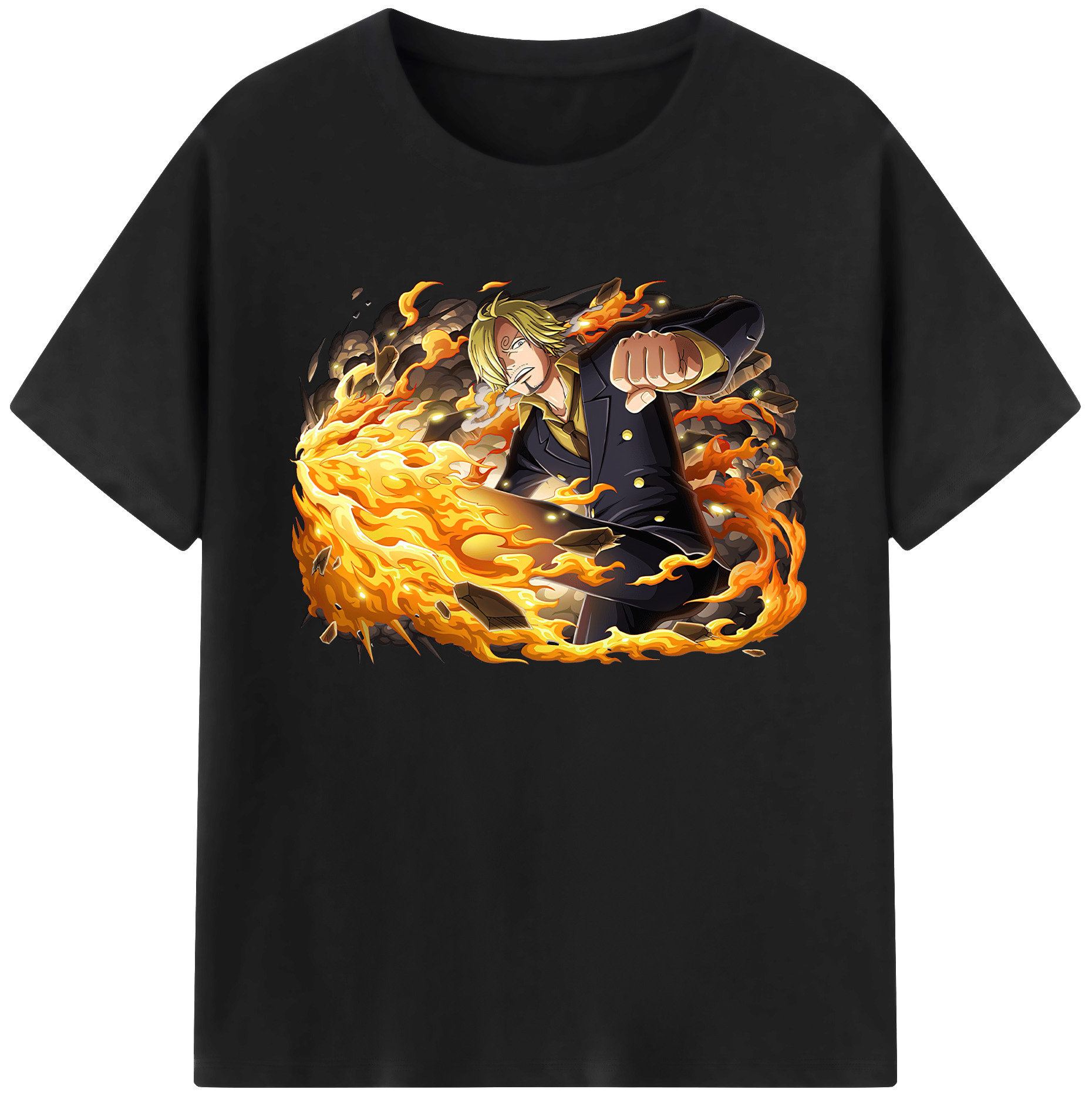（画像用） ワンピース サンジ ONE PIECE Sanji 綿100％ メンズ半袖Tシャツ｜肌触りやわらか＆通気性