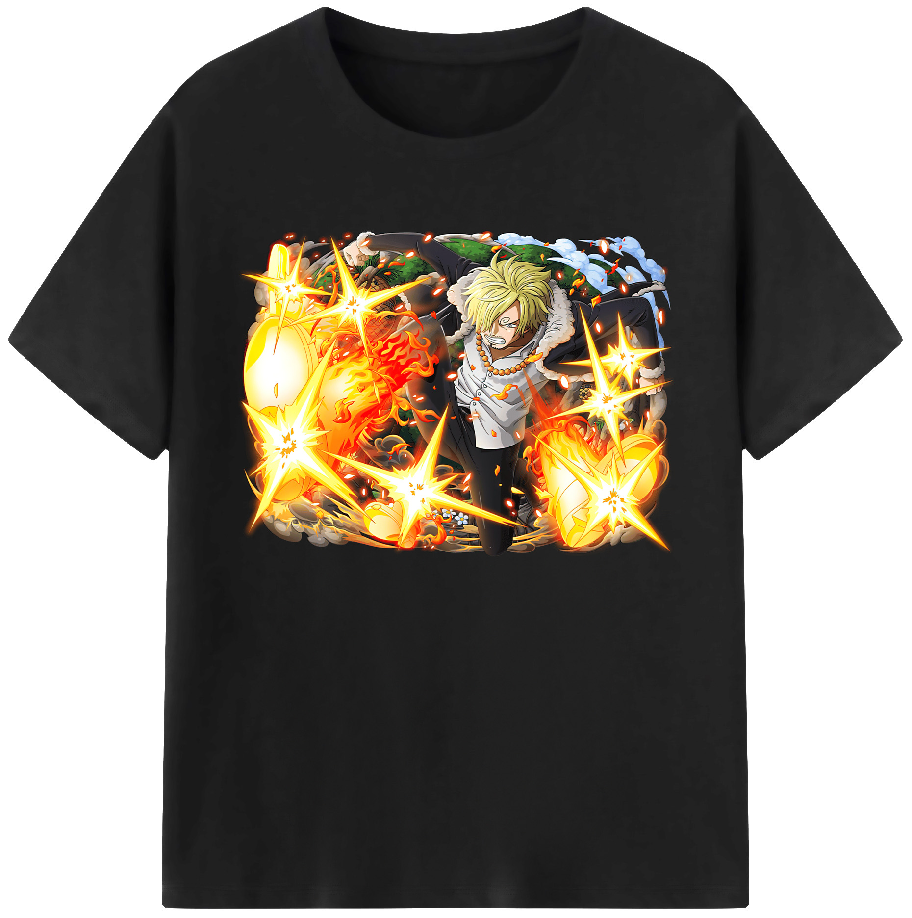 （画像用） ワンピース サンジ ONE PIECE Sanji 綿100％ メンズ半袖Tシャツ｜肌触りやわらか＆通気性
