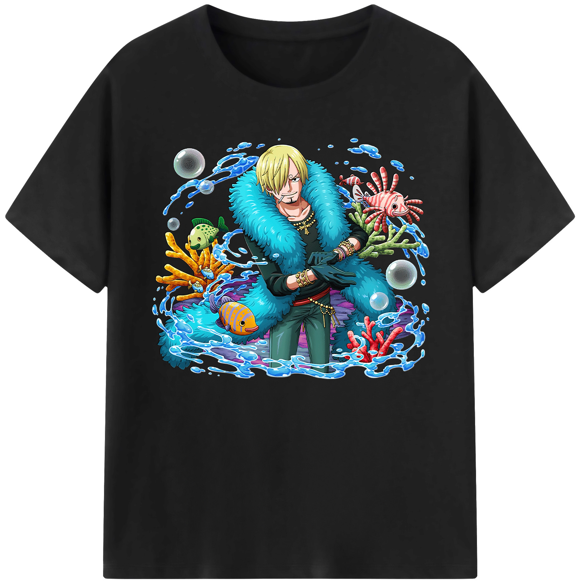 （画像用） ワンピース サンジ ONE PIECE Sanji 綿100％ メンズ半袖Tシャツ｜肌触りやわらか＆通気性