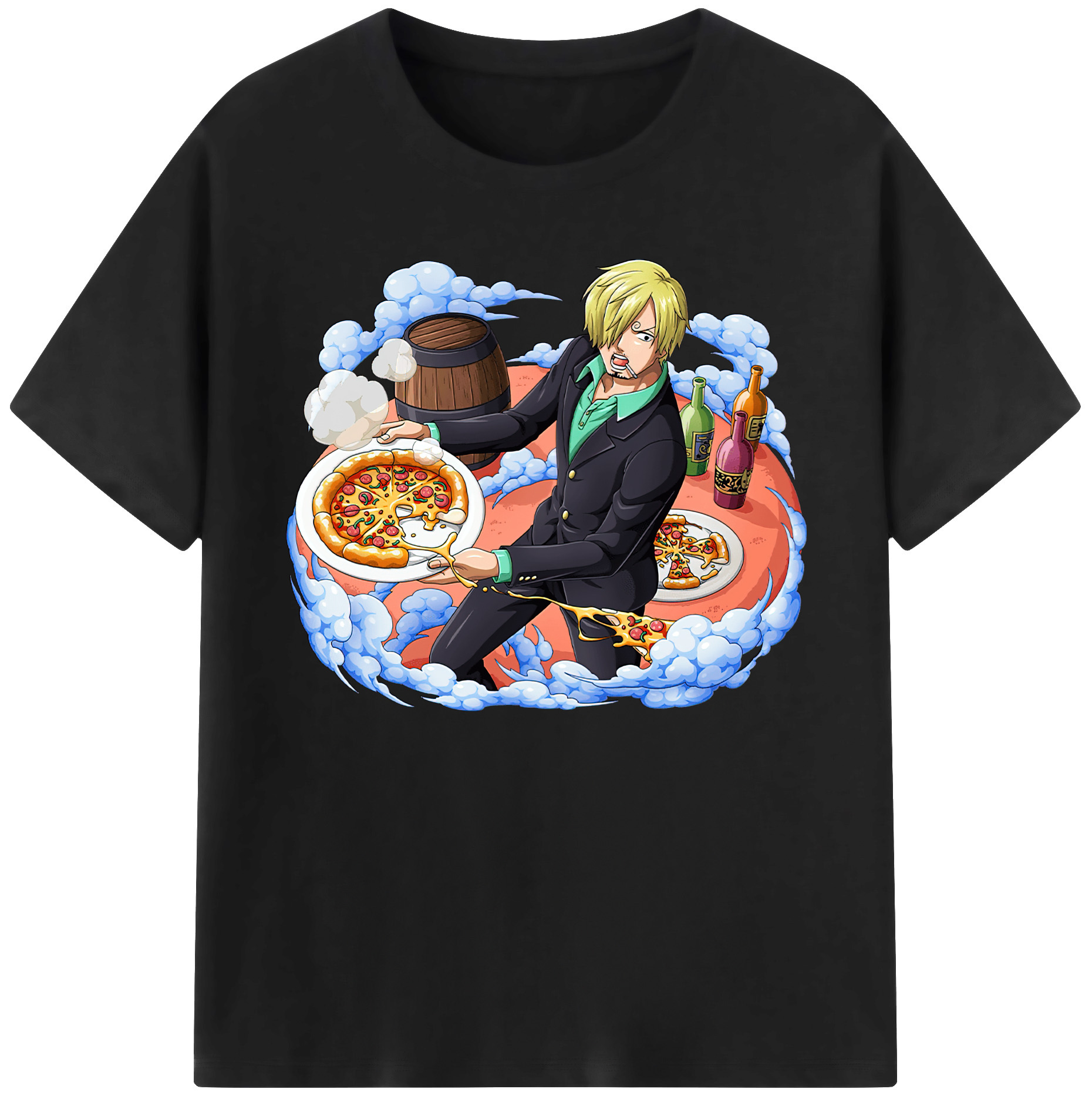 （画像用） ワンピース サンジ ONE PIECE Sanji 綿100％ メンズ半袖Tシャツ｜肌触りやわらか＆通気性