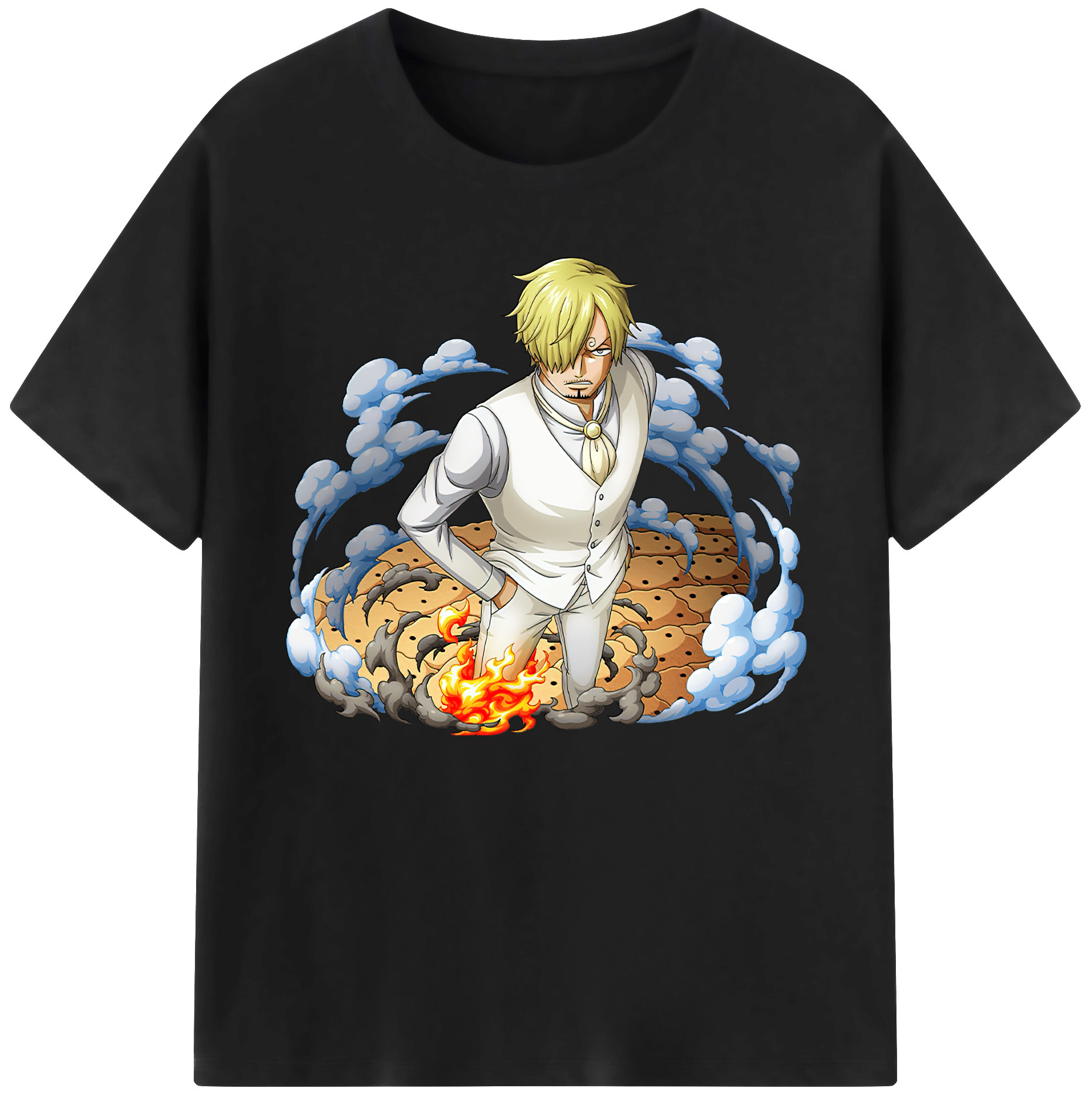 （画像用） ワンピース サンジ ONE PIECE Sanji 綿100％ メンズ半袖Tシャツ｜肌触りやわらか＆通気性
