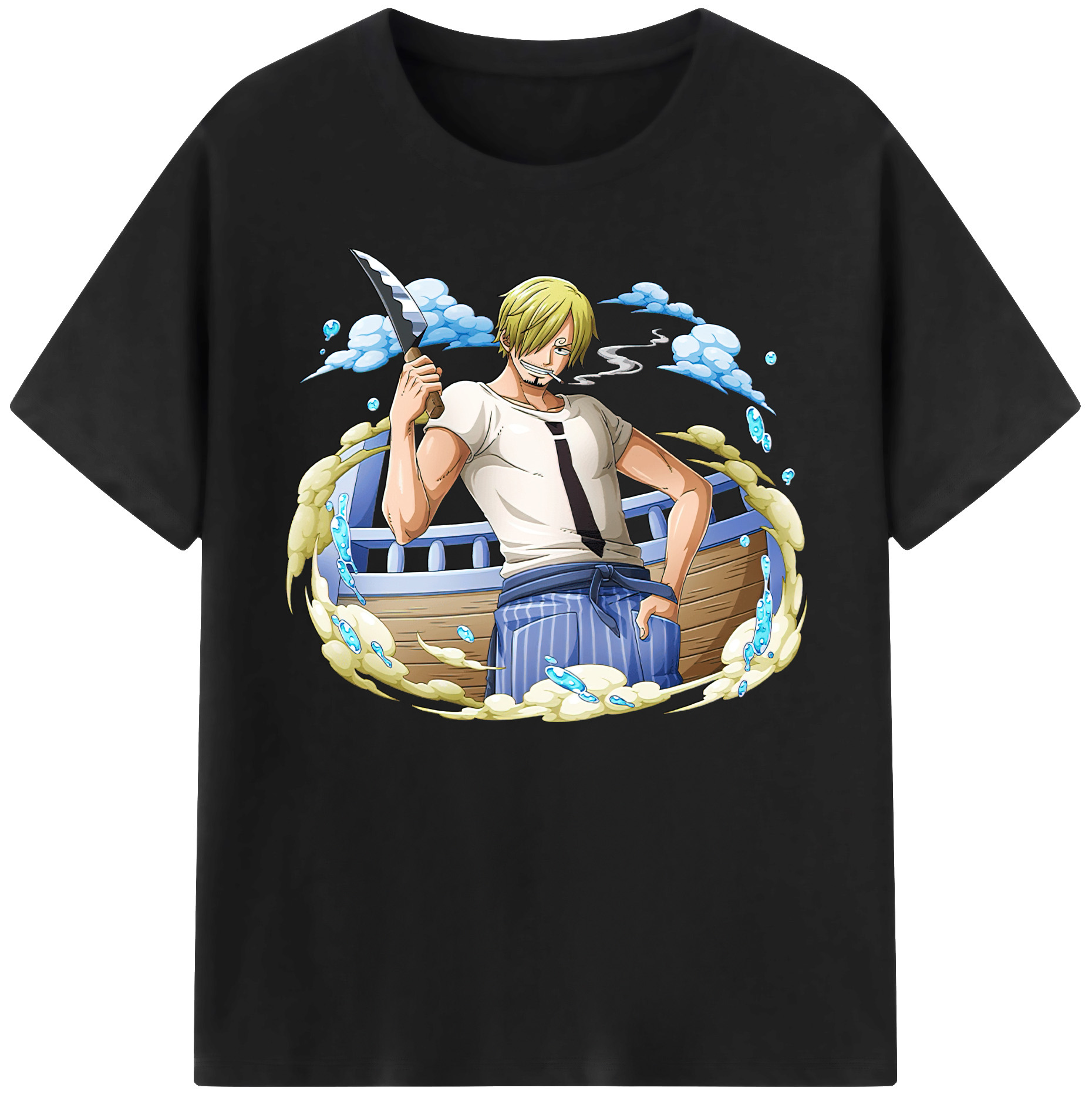 （画像用） ワンピース サンジ ONE PIECE Sanji 綿100％ メンズ半袖Tシャツ｜肌触りやわらか＆通気性