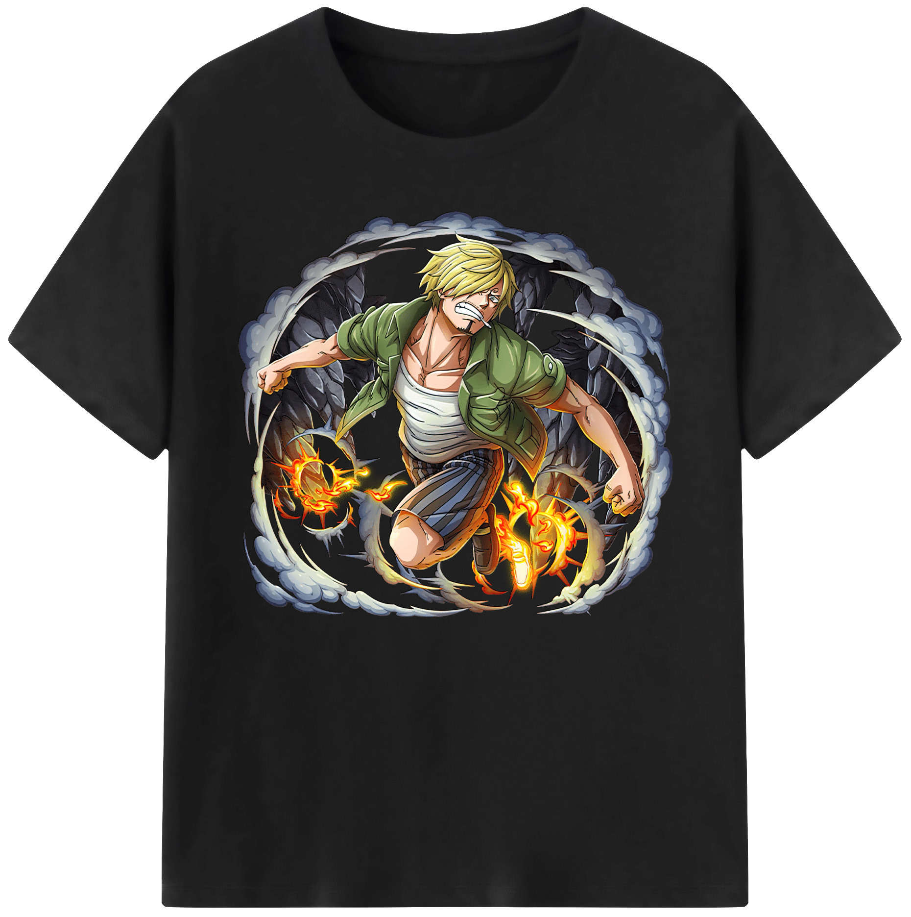 （画像用） ワンピース サンジ ONE PIECE Sanji 綿100％ メンズ半袖Tシャツ｜肌触りやわらか＆通気性