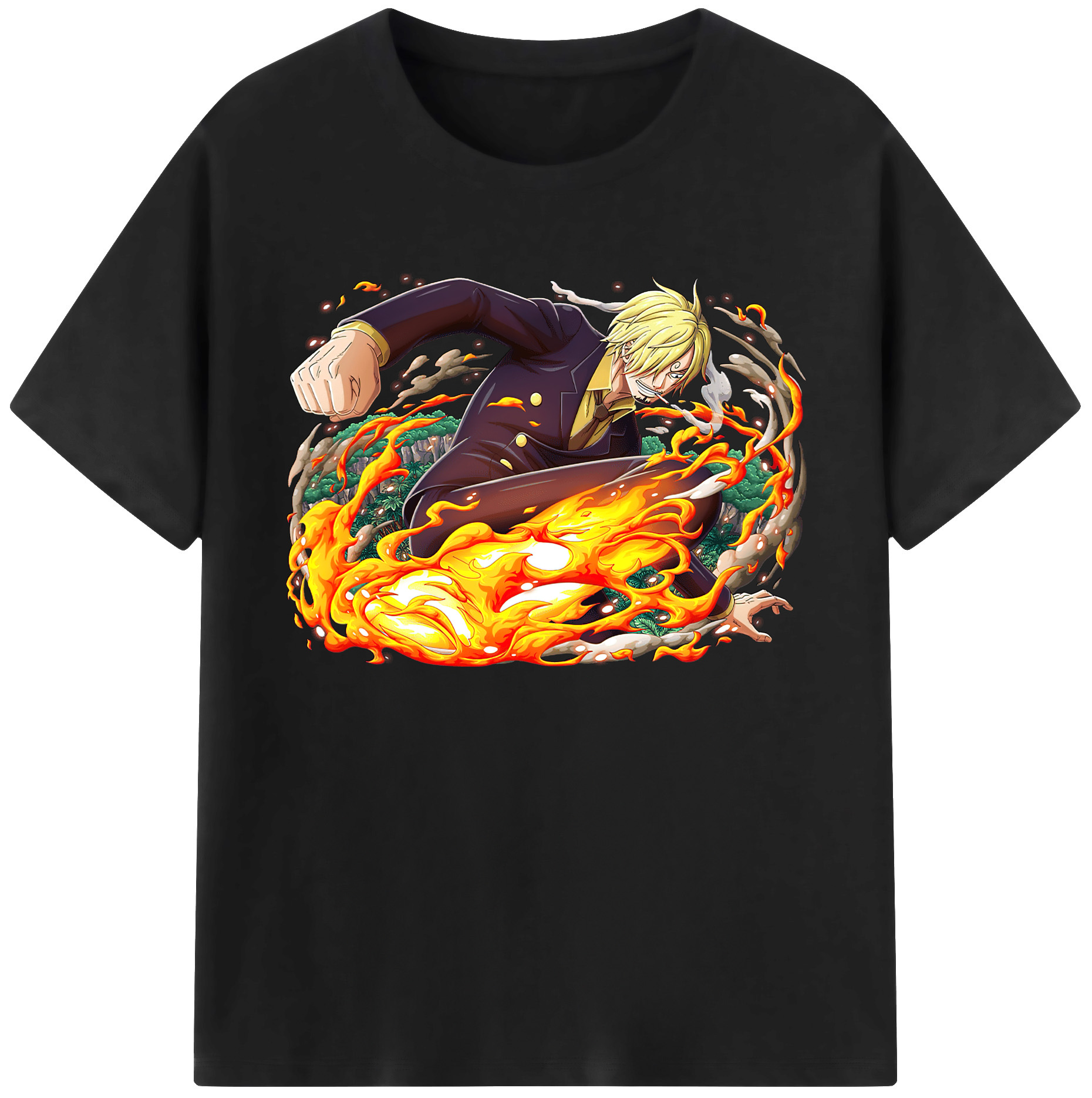 （画像用） ワンピース サンジ ONE PIECE Sanji 綿100％ メンズ半袖Tシャツ｜肌触りやわらか＆通気性
