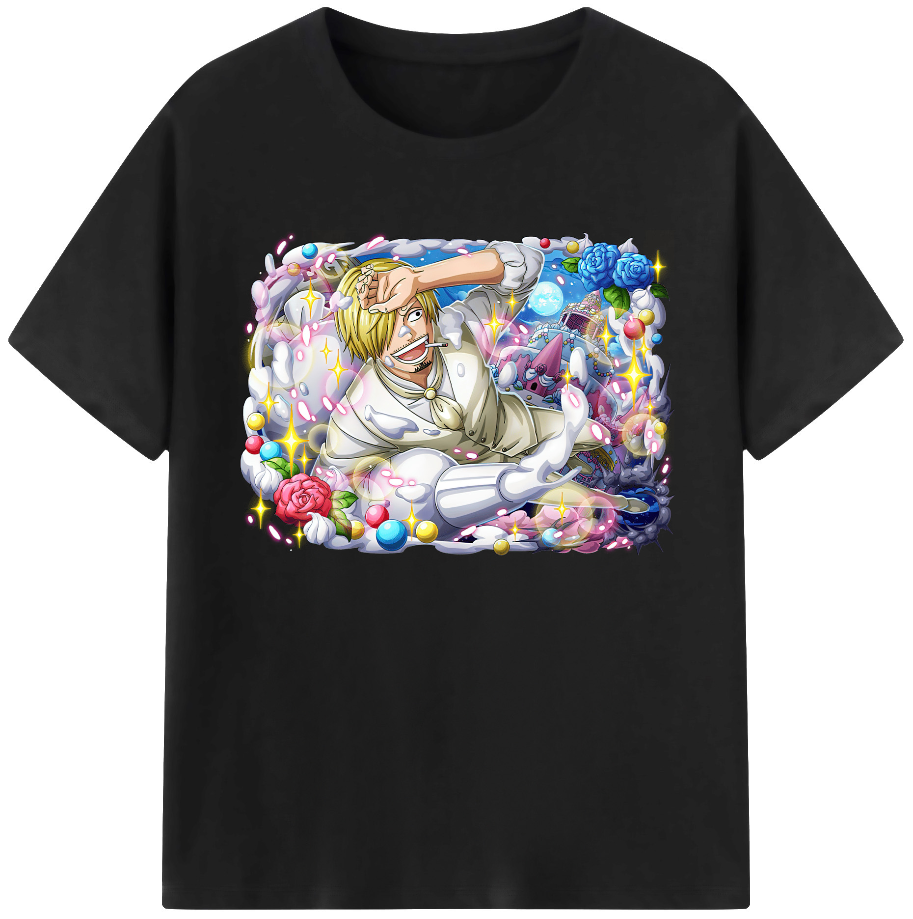 （画像用） ワンピース サンジ ONE PIECE Sanji 綿100％ メンズ半袖Tシャツ｜肌触りやわらか＆通気性
