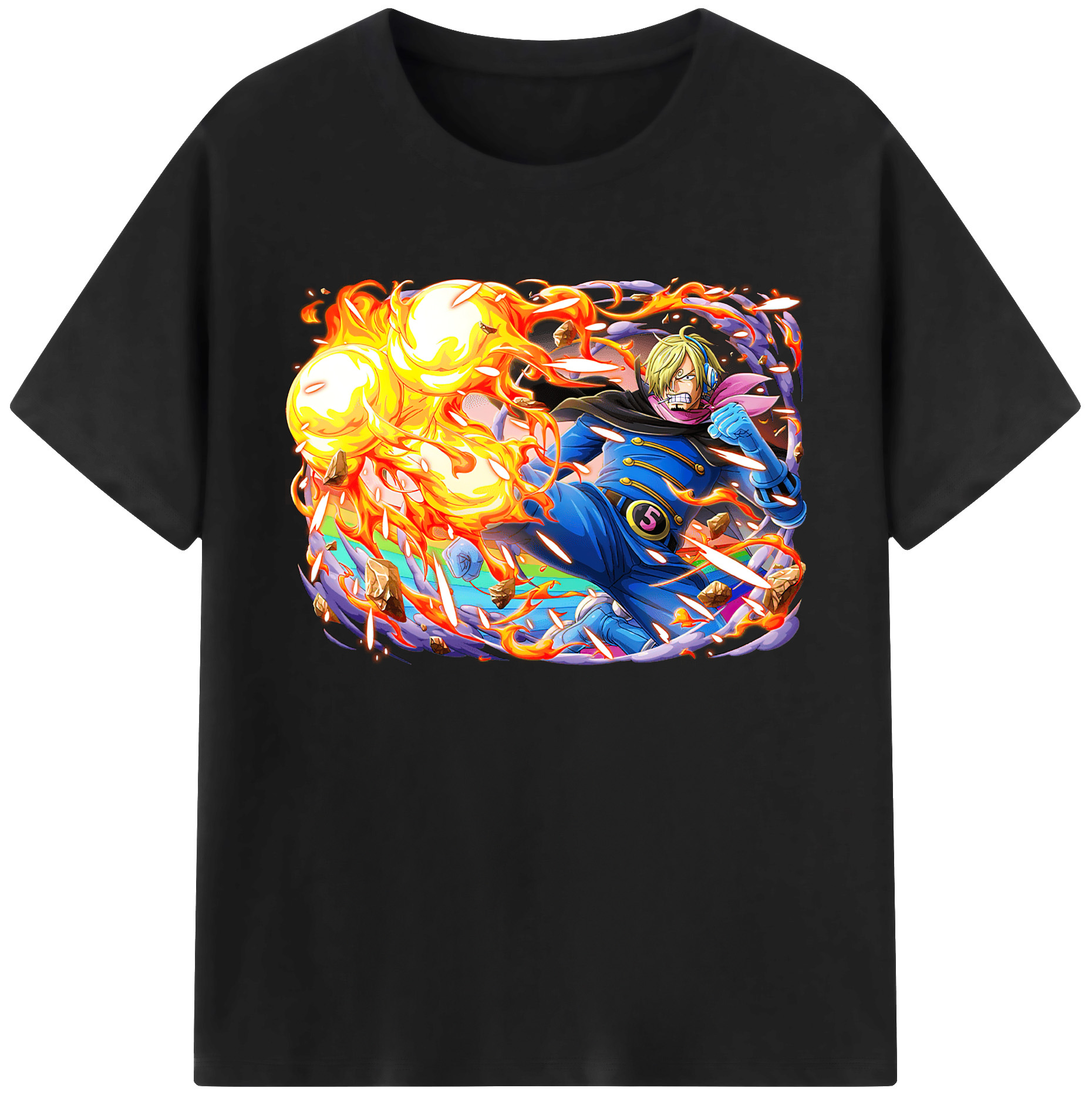 （画像用） ワンピース サンジ ONE PIECE Sanji 綿100％ メンズ半袖Tシャツ｜肌触りやわらか＆通気性