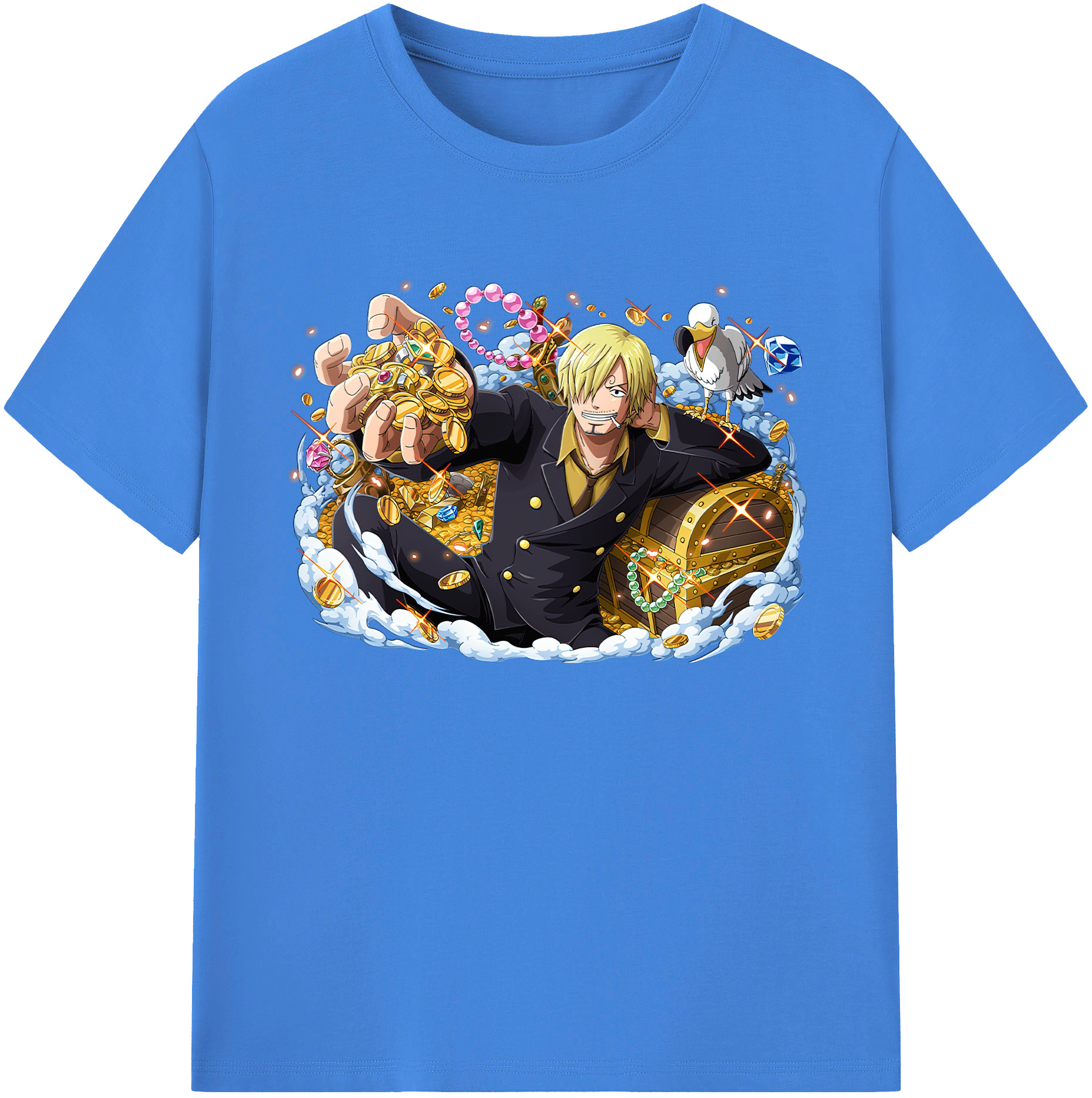 （画像用） ワンピース サンジ ONE PIECE Sanji 綿100％ メンズ半袖Tシャツ｜肌触りやわらか＆通気性