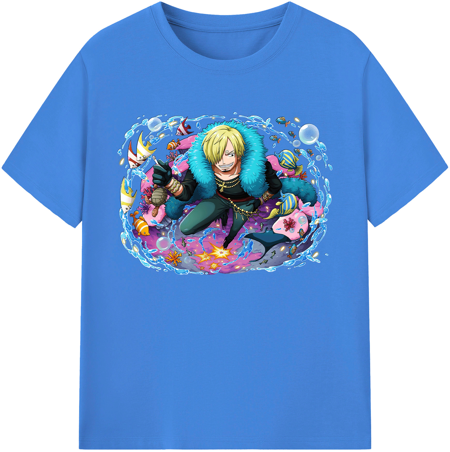 （画像用） ワンピース サンジ ONE PIECE Sanji 綿100％ メンズ半袖Tシャツ｜肌触りやわらか＆通気性