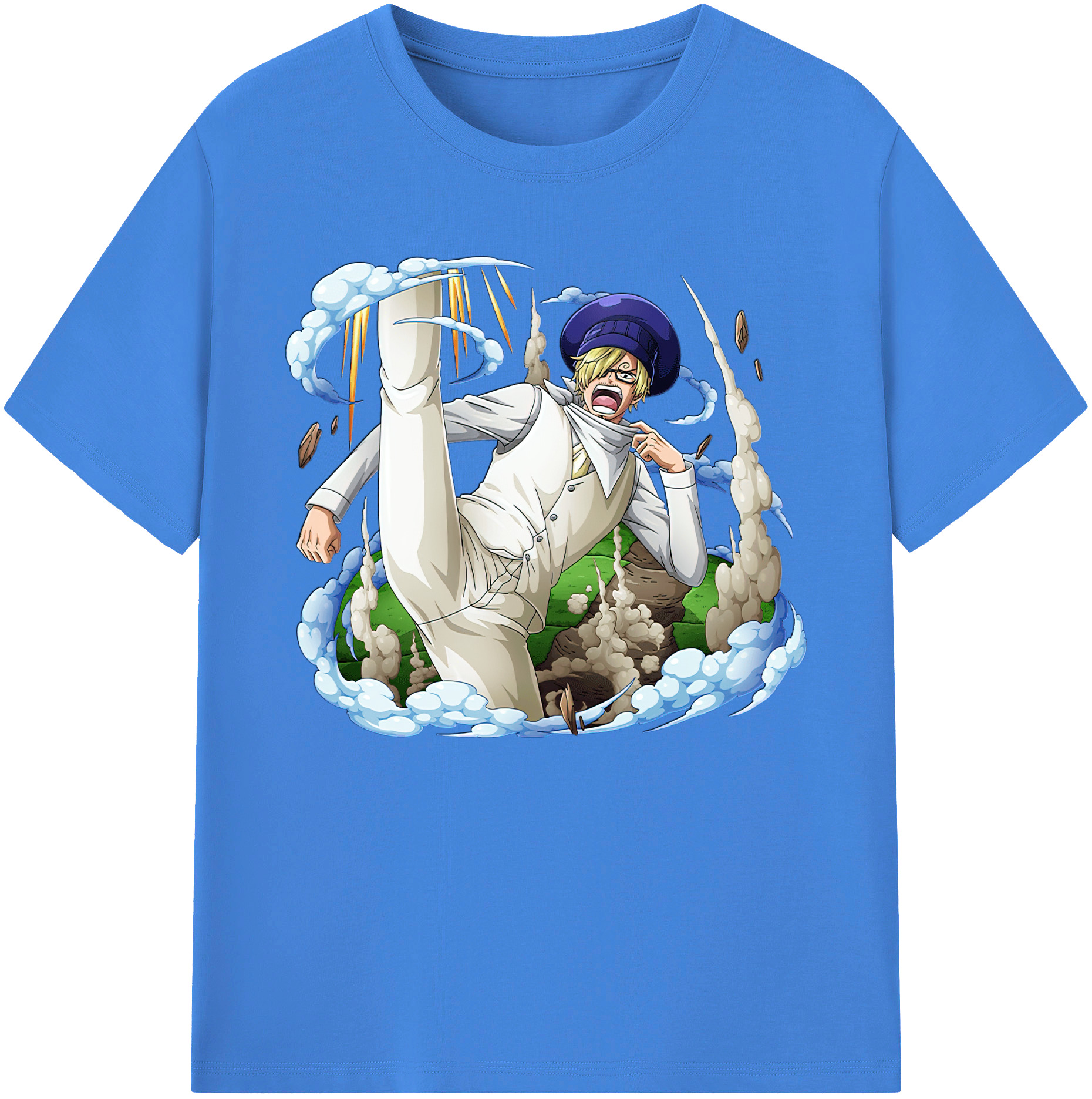 （画像用） ワンピース サンジ ONE PIECE Sanji 綿100％ メンズ半袖Tシャツ｜肌触りやわらか＆通気性