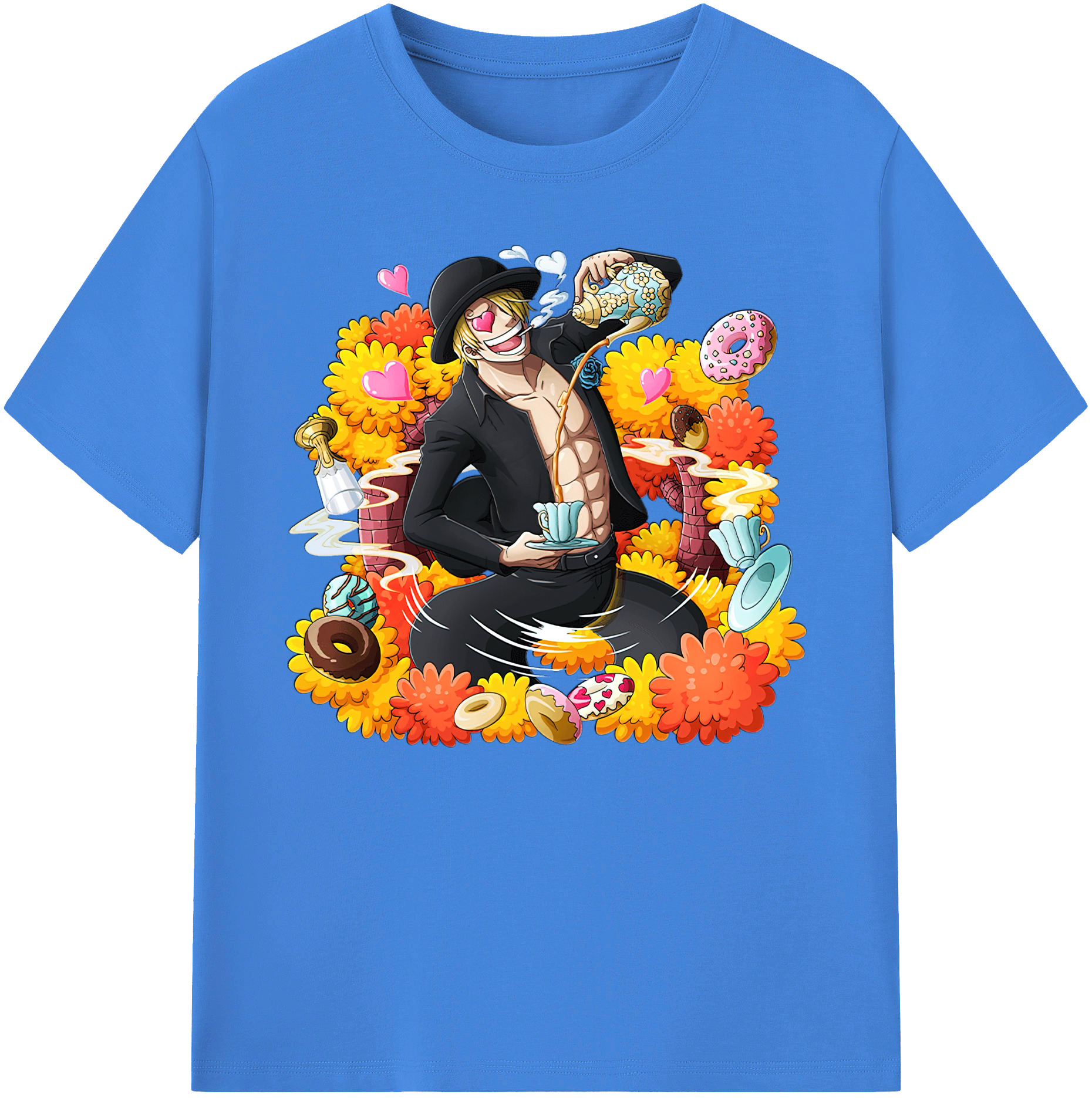 （画像用） ワンピース サンジ ONE PIECE Sanji 綿100％ メンズ半袖Tシャツ｜肌触りやわらか＆通気性