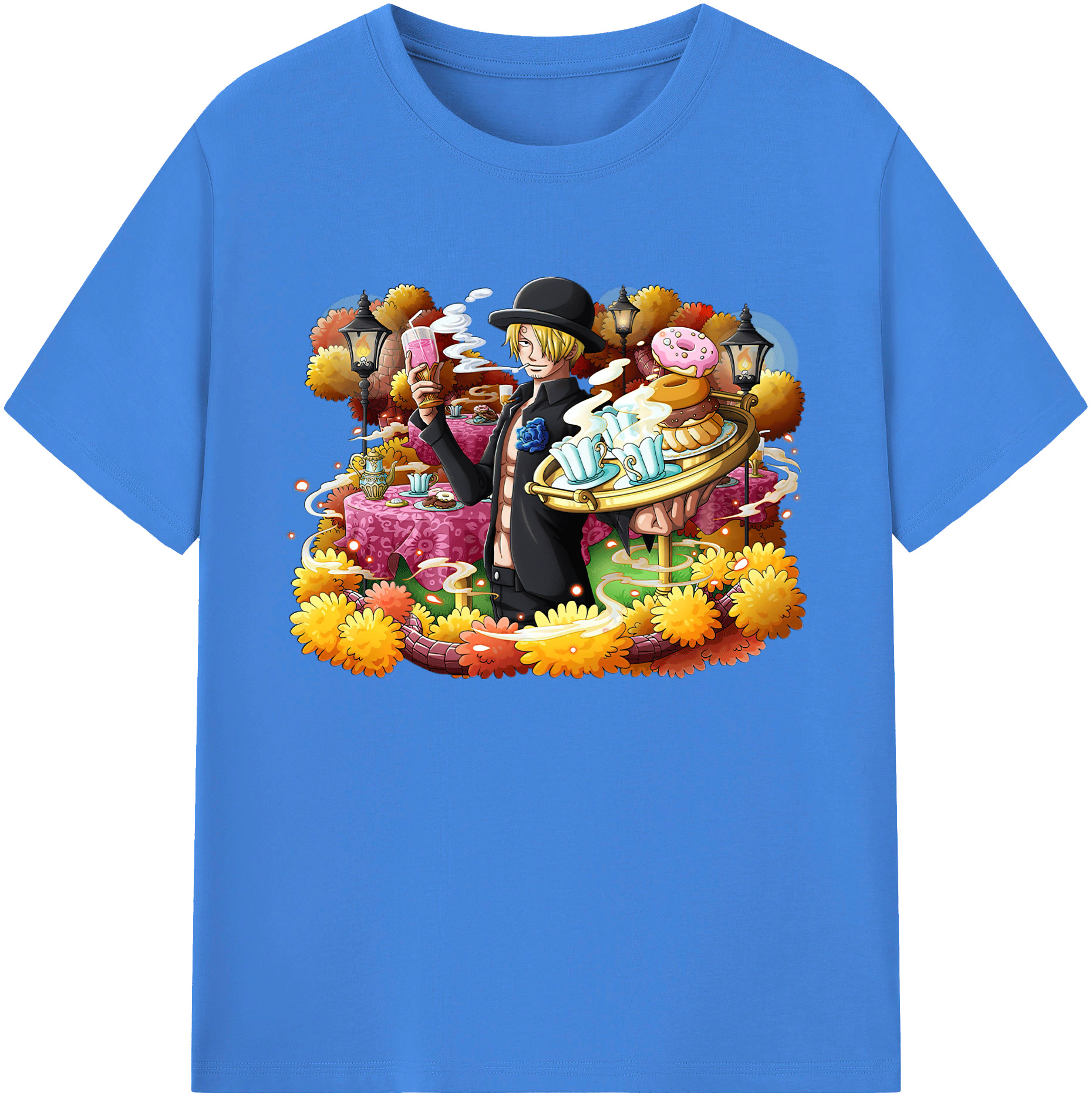 （画像用） ワンピース サンジ ONE PIECE Sanji 綿100％ メンズ半袖Tシャツ｜肌触りやわらか＆通気性