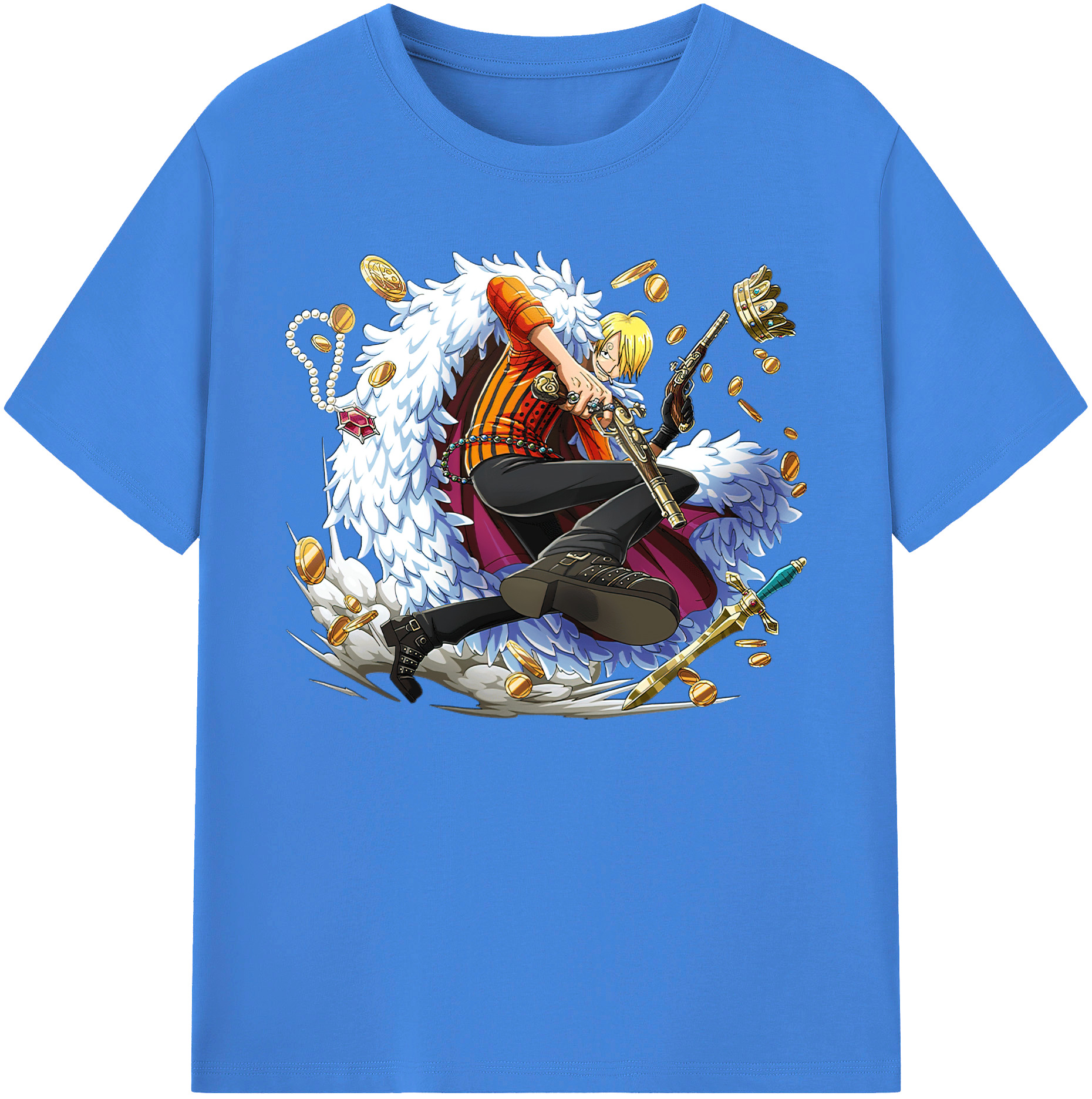（画像用） ワンピース サンジ ONE PIECE Sanji 綿100％ メンズ半袖Tシャツ｜肌触りやわらか＆通気性
