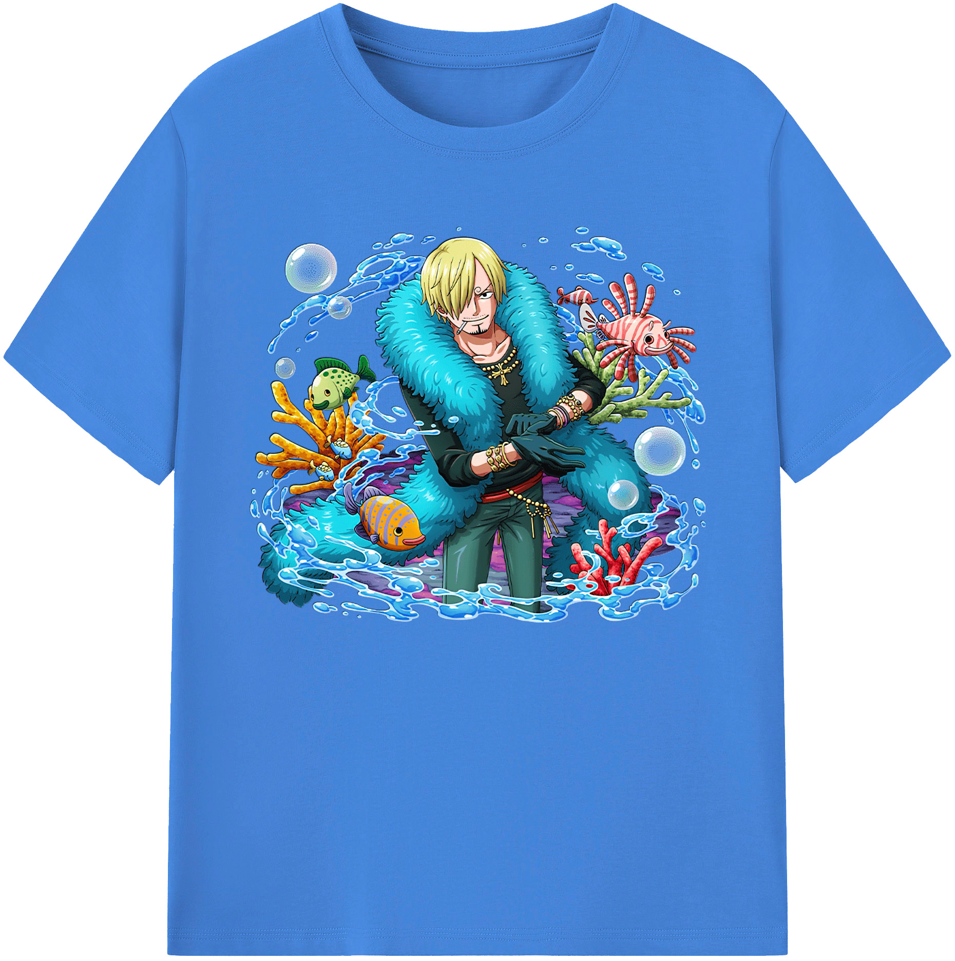 （画像用） ワンピース サンジ ONE PIECE Sanji 綿100％ メンズ半袖Tシャツ｜肌触りやわらか＆通気性