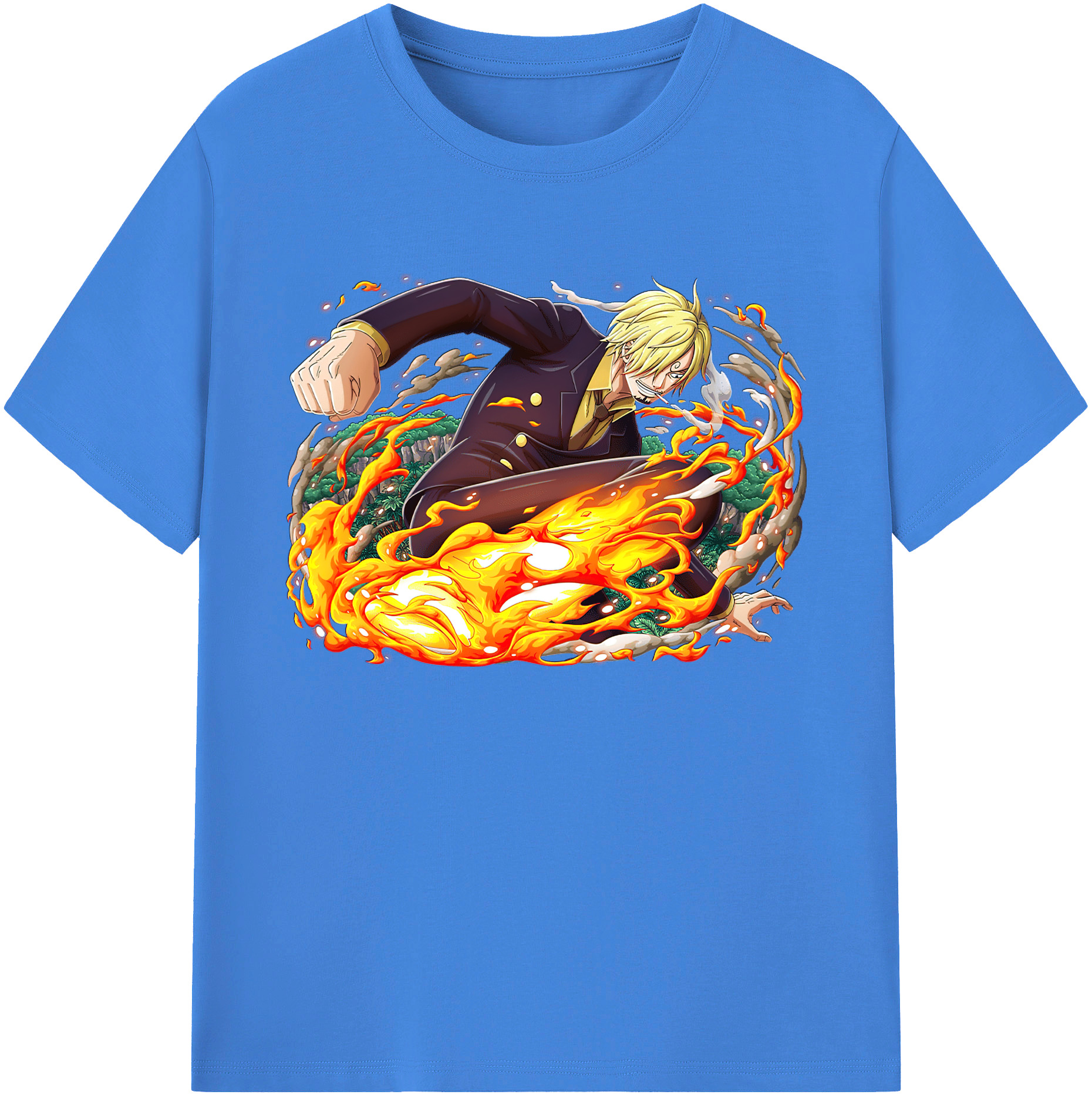 （画像用） ワンピース サンジ ONE PIECE Sanji 綿100％ メンズ半袖Tシャツ｜肌触りやわらか＆通気性