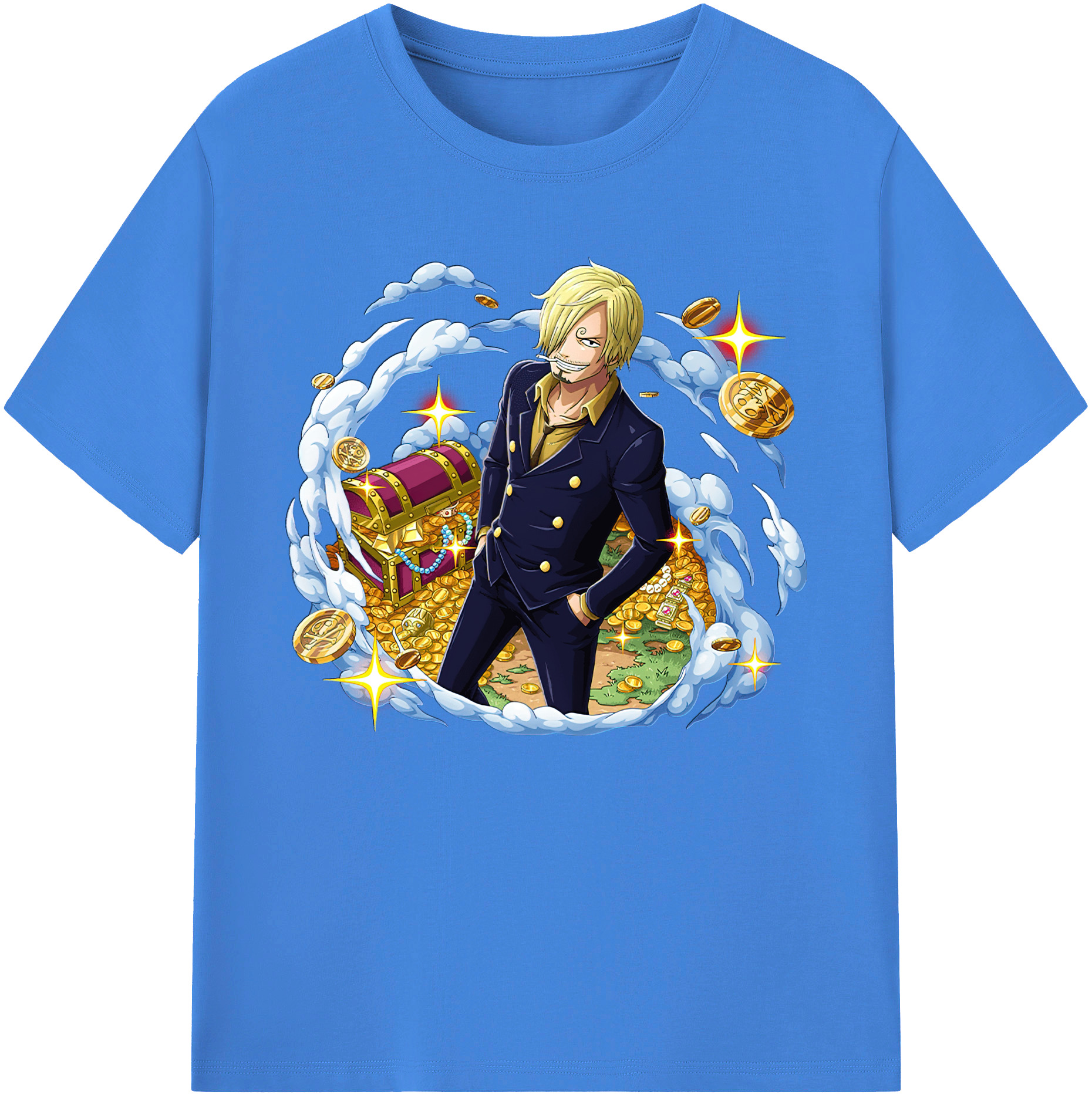 （画像用） ワンピース サンジ ONE PIECE Sanji 綿100％ メンズ半袖Tシャツ｜肌触りやわらか＆通気性