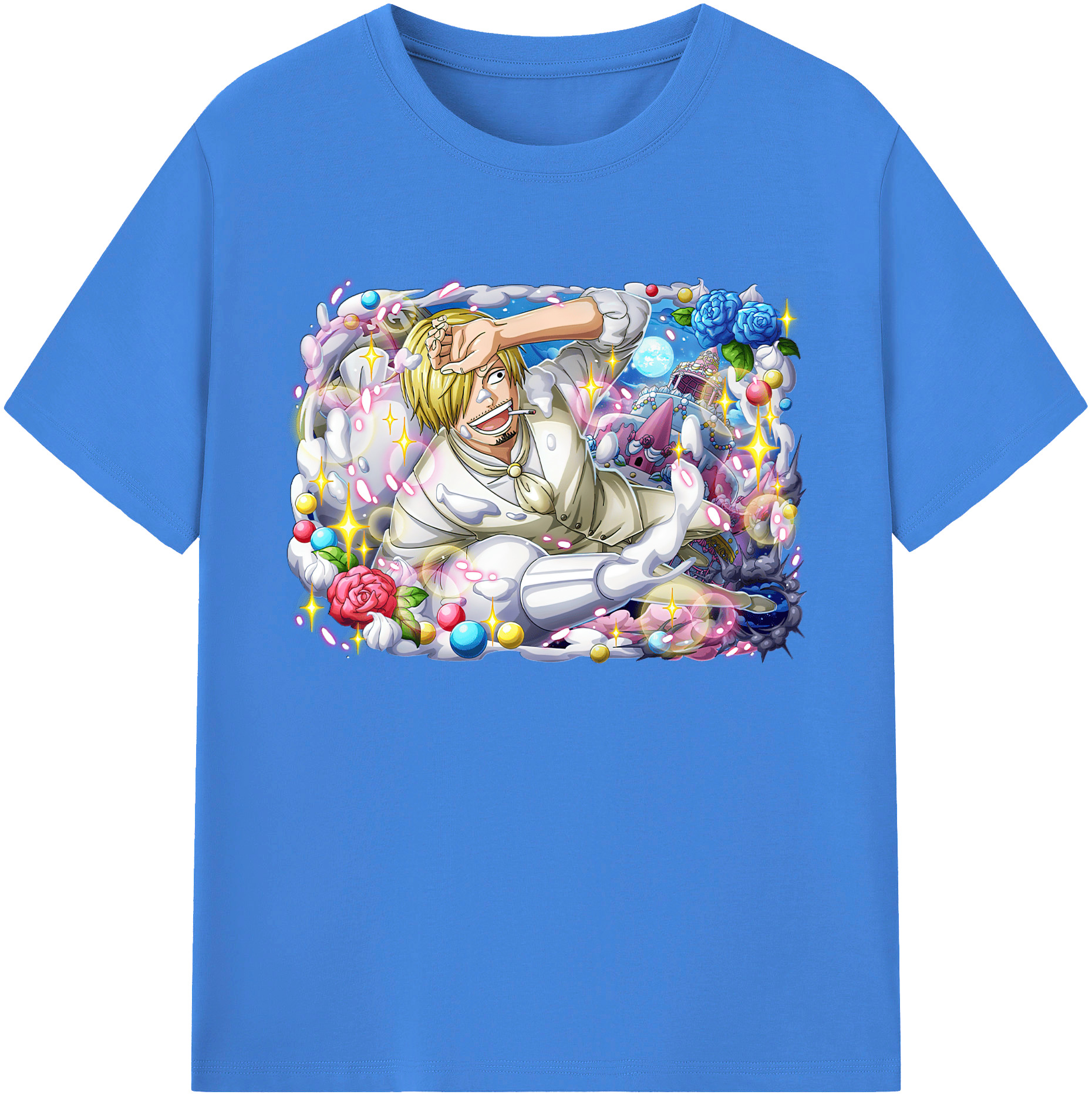 （画像用） ワンピース サンジ ONE PIECE Sanji 綿100％ メンズ半袖Tシャツ｜肌触りやわらか＆通気性