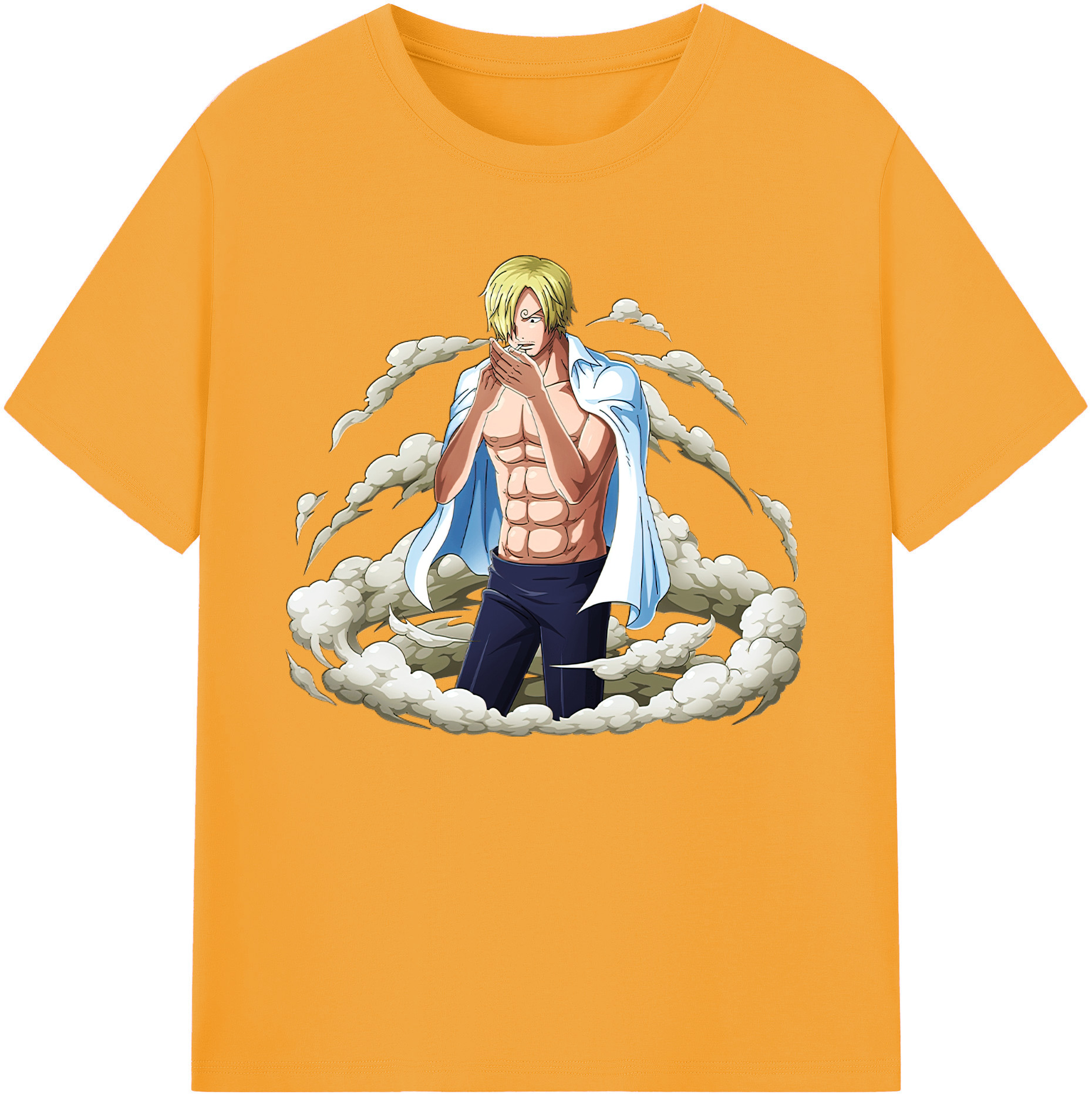 （画像用） ワンピース サンジ ONE PIECE Sanji 綿100％ メンズ半袖Tシャツ｜肌触りやわらか＆通気性