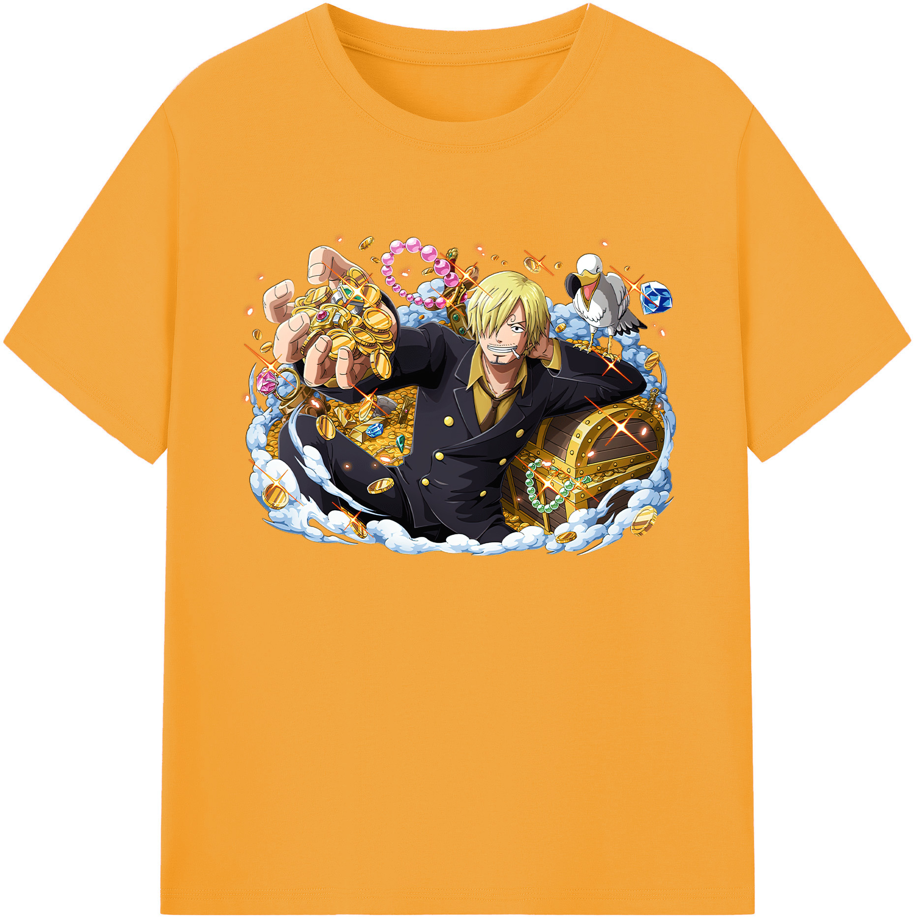 （画像用） ワンピース サンジ ONE PIECE Sanji 綿100％ メンズ半袖Tシャツ｜肌触りやわらか＆通気性