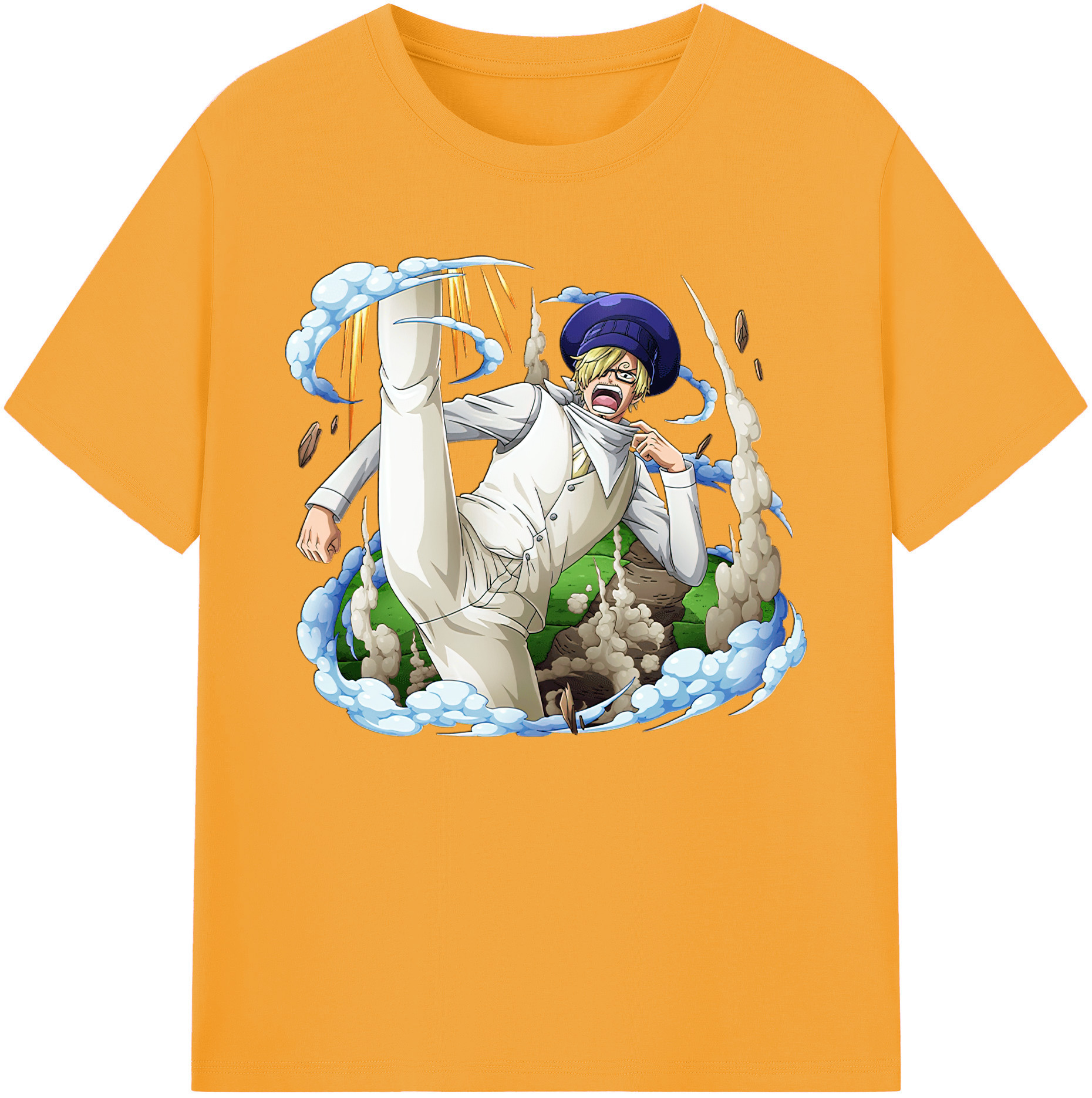 （画像用） ワンピース サンジ ONE PIECE Sanji 綿100％ メンズ半袖Tシャツ｜肌触りやわらか＆通気性