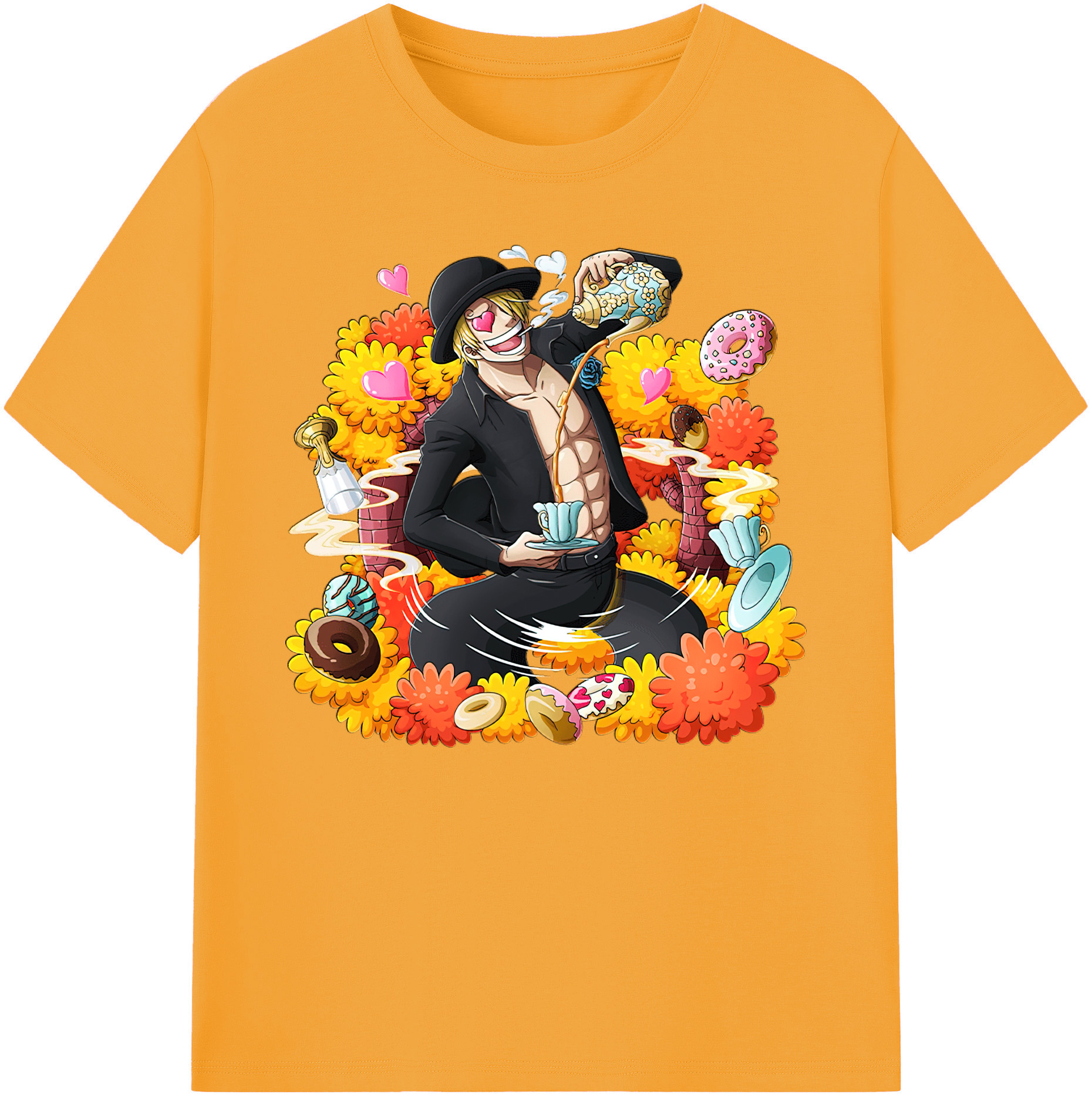 （画像用） ワンピース サンジ ONE PIECE Sanji 綿100％ メンズ半袖Tシャツ｜肌触りやわらか＆通気性