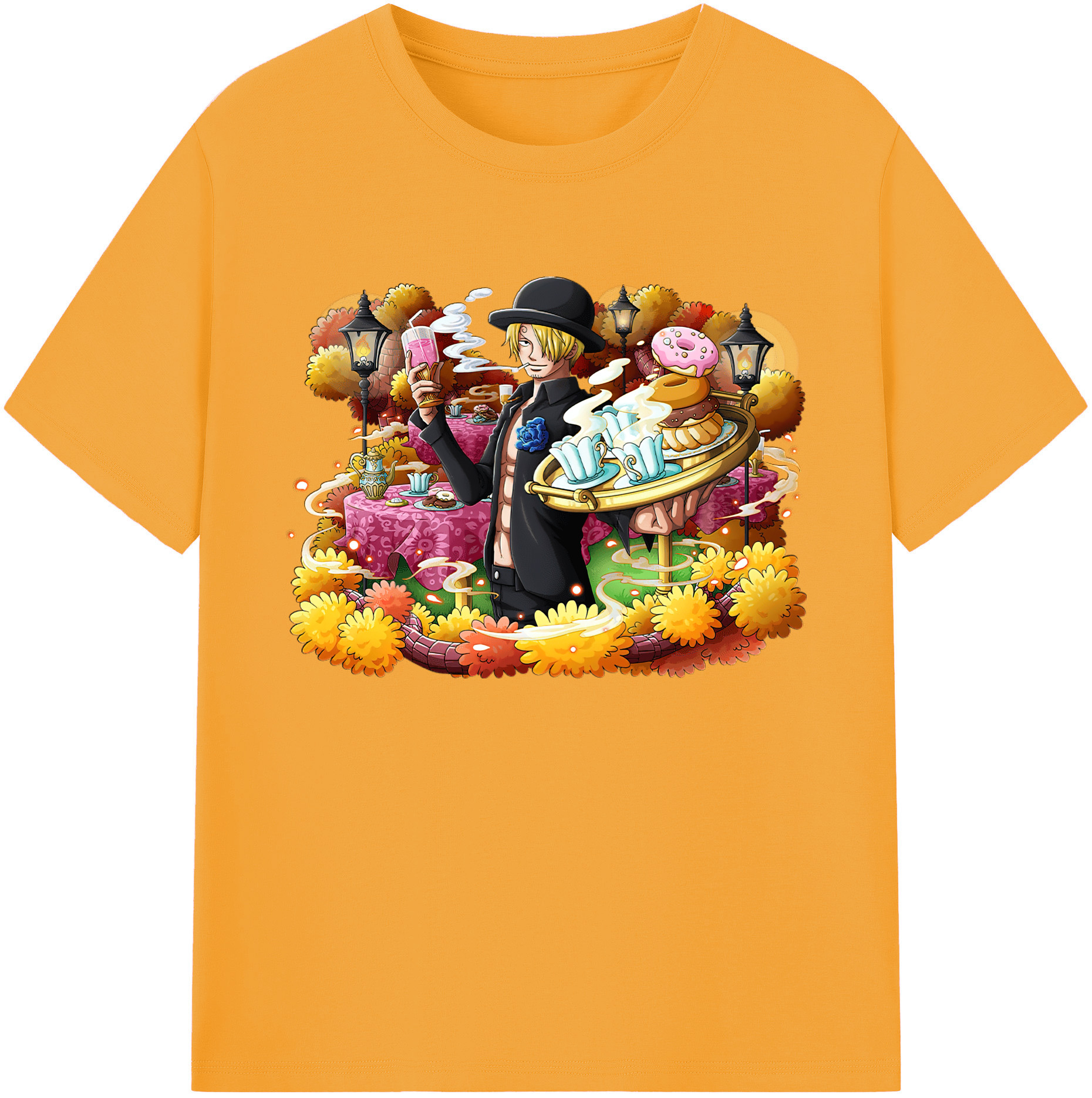 （画像用） ワンピース サンジ ONE PIECE Sanji 綿100％ メンズ半袖Tシャツ｜肌触りやわらか＆通気性