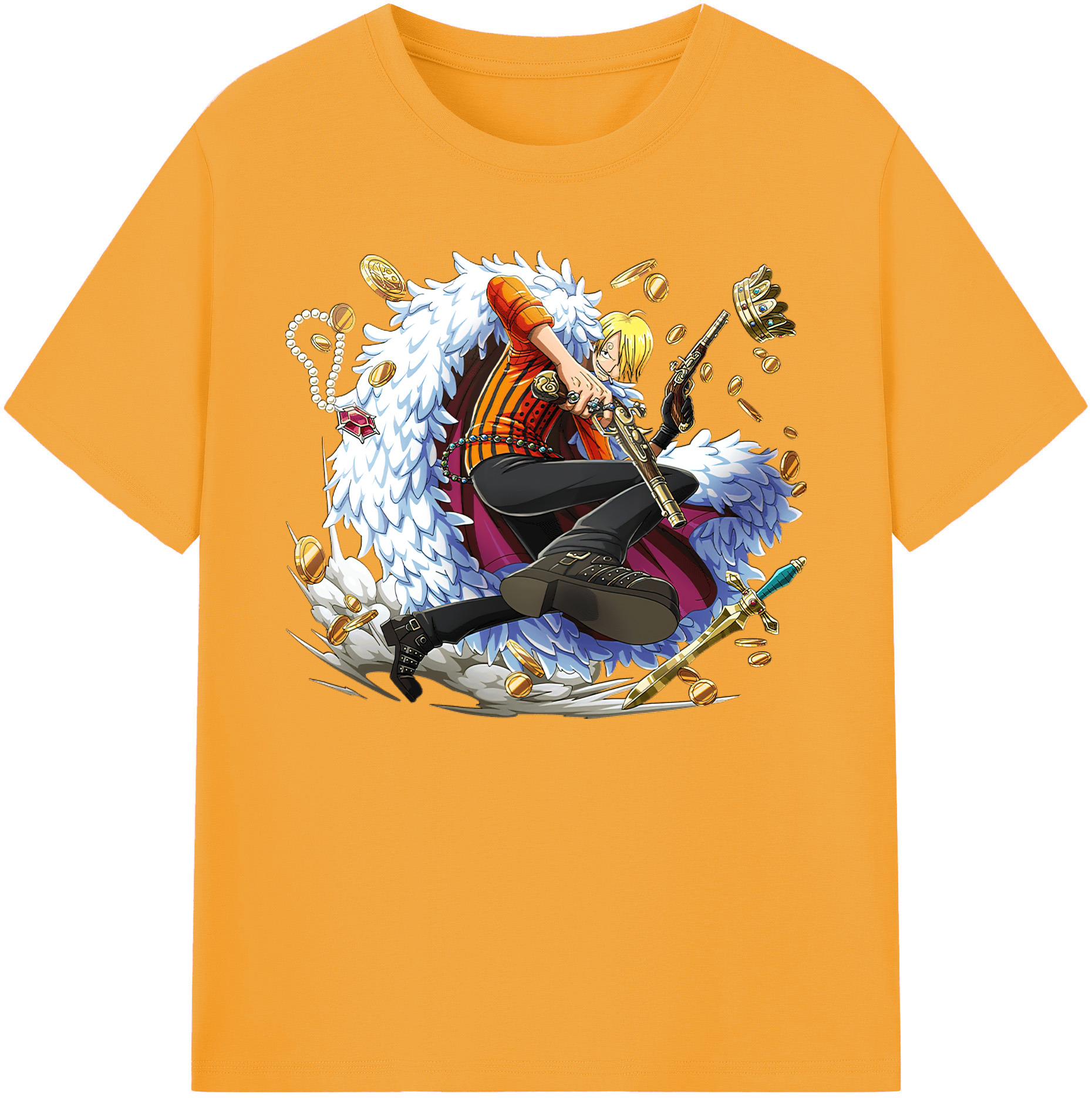 （画像用） ワンピース サンジ ONE PIECE Sanji 綿100％ メンズ半袖Tシャツ｜肌触りやわらか＆通気性