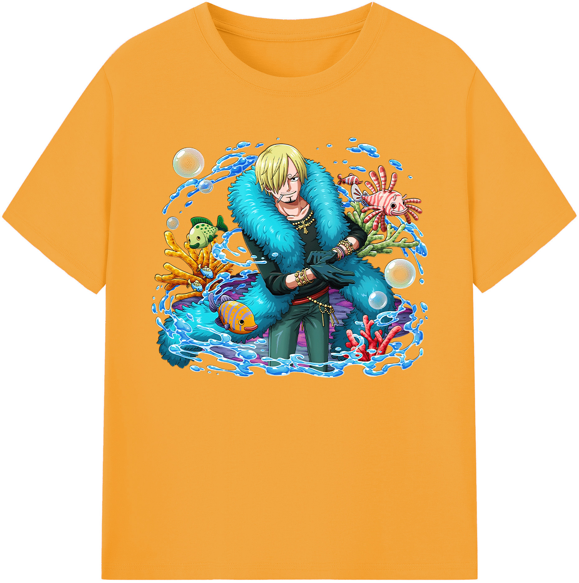 （画像用） ワンピース サンジ ONE PIECE Sanji 綿100％ メンズ半袖Tシャツ｜肌触りやわらか＆通気性