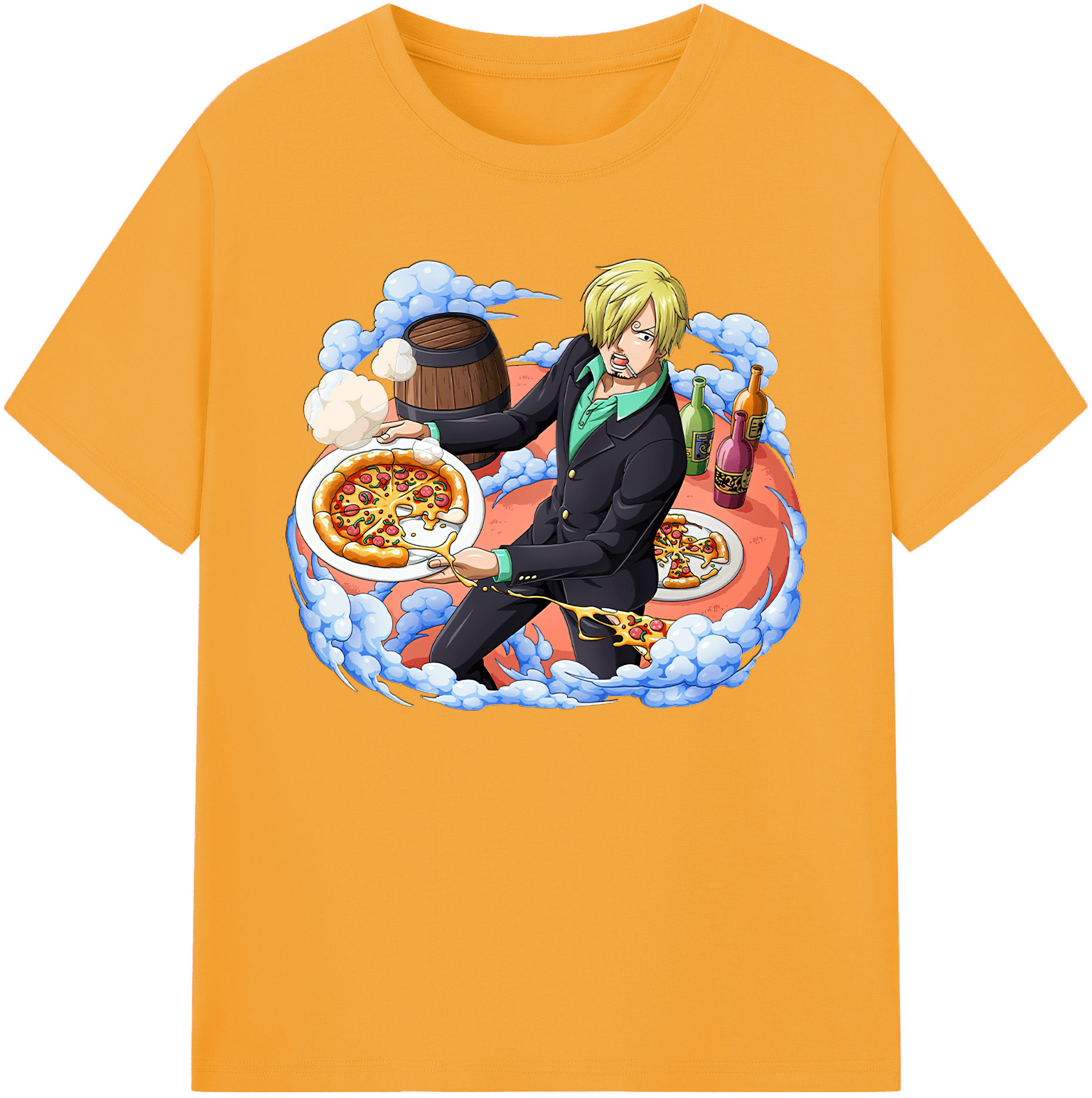 （画像用） ワンピース サンジ ONE PIECE Sanji 綿100％ メンズ半袖Tシャツ｜肌触りやわらか＆通気性