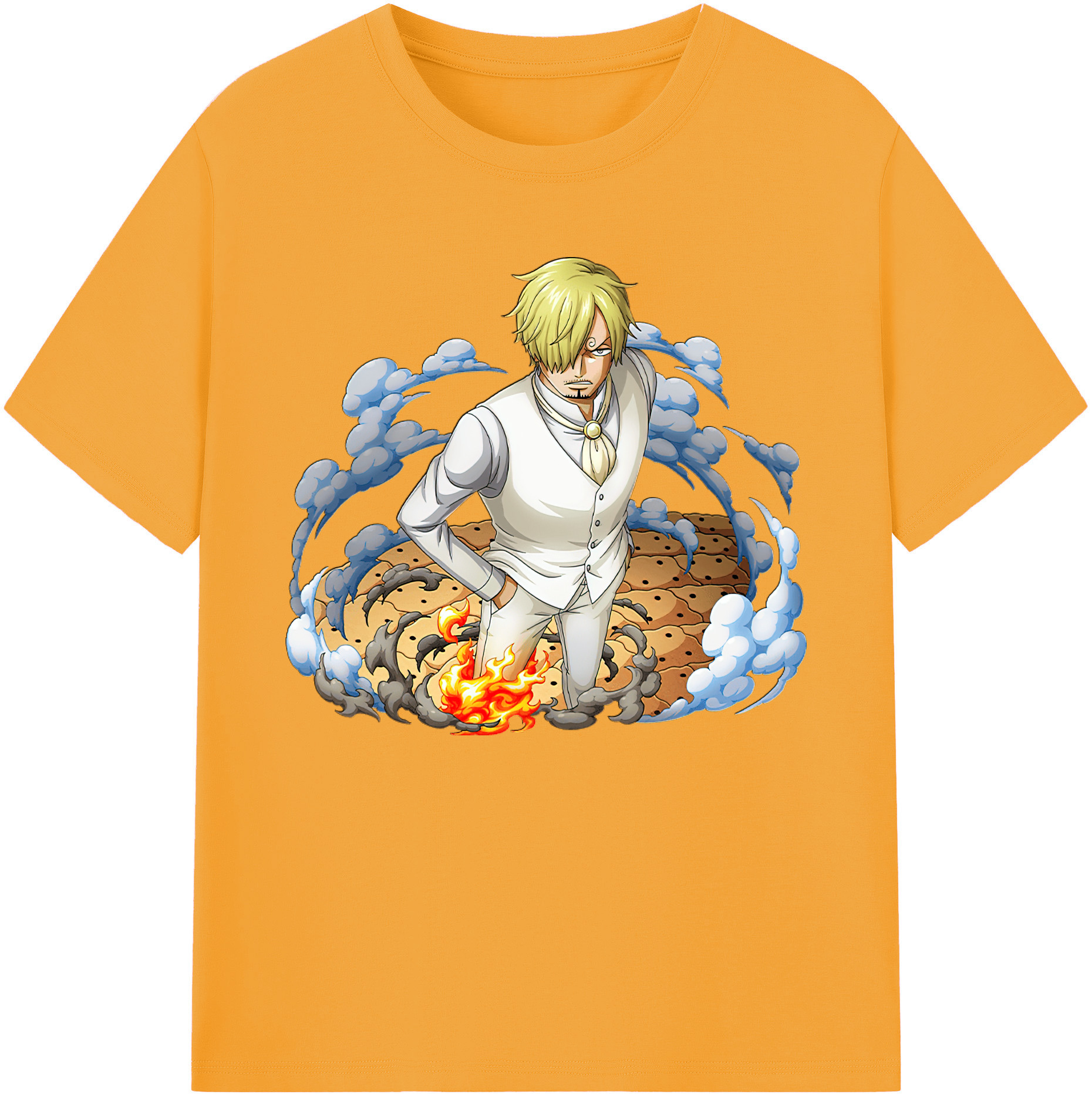 （画像用） ワンピース サンジ ONE PIECE Sanji 綿100％ メンズ半袖Tシャツ｜肌触りやわらか＆通気性